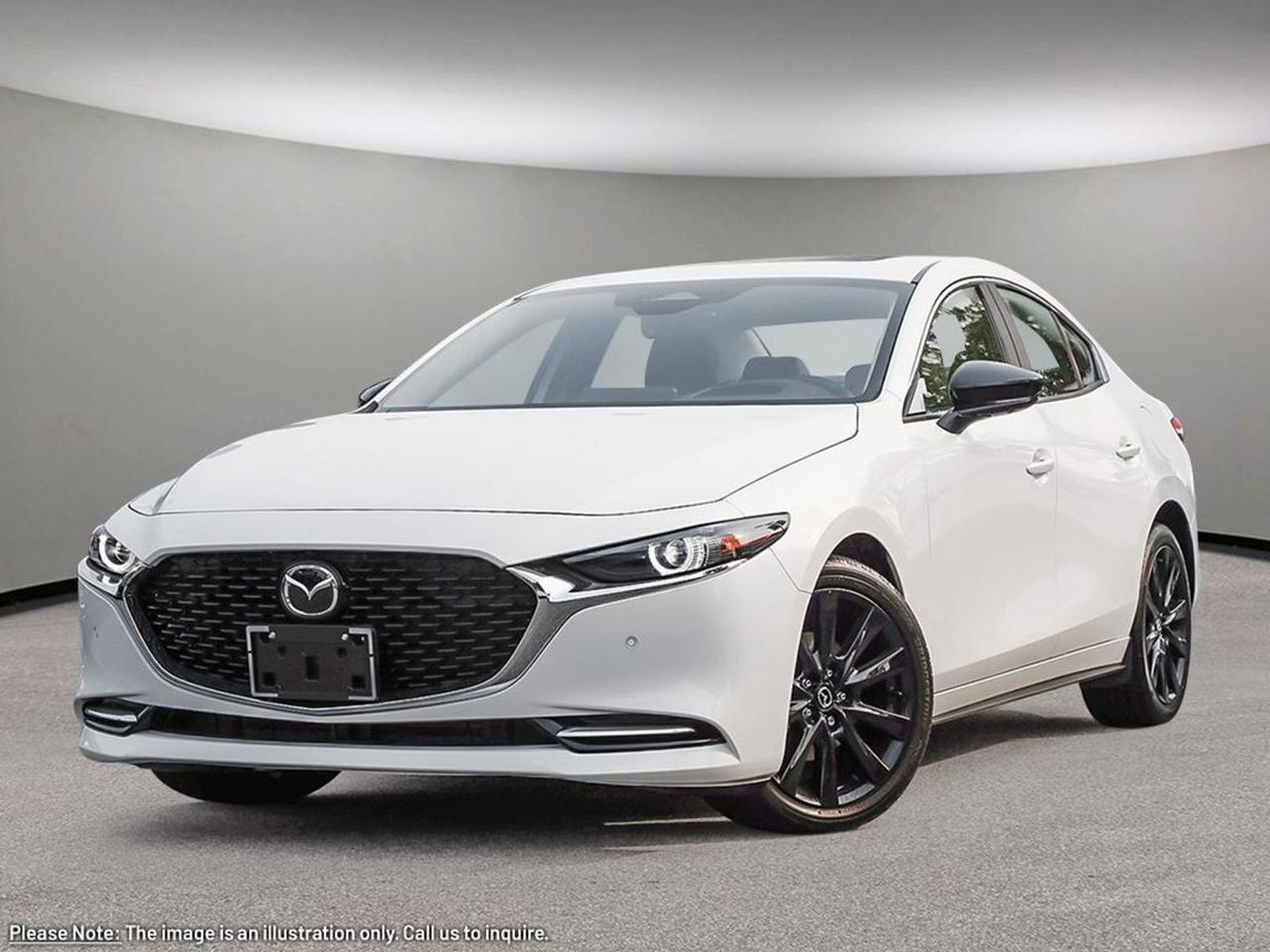 This 2025 Mazda Mazda3GT Turbo AWD looks incredible in Snowflake White Pearl! Its powered by a Turbocharged 2.5 Liter 4 Cylinder engine that produces 250 horsepower (with premium fuel) while paired to a 6-Speed Automatic transmission with Manual-shift mode.Sporty sleek lines and alluring curves are prominent by impressive exterior features including gorgeous wheels,dual sport exhaust, and LED headlights/fog lights, and taillights.Open the door to our GT Turboto find a world of comfort and convenience with leather seating, heated front seats,drivermemory seat settings, a leather-wrapped heated steering wheel with mounted audio/cruise control (adaptive), and a power sunroof! Its also equipped with wireless Apple Car Play/Android Auto, a wireless charger, an impressive Bose sound system with HD radio, a color 10.25 screen with Mazda Connect, and navigation.Space is abundant for both cargo and passengers with 60/40 split fold-down rear seats and plenty of room for 5.Our Mazda gives you peace of mind with an array of safety features including a 360-degree back-up camera, a blind-spot/lane departure warning system, lane keep assist, stability/traction control,traffic sign recognition, traffic jam assist,and more! Print this page and call us Now... We Know You Will Enjoy Your Test Drive Towards Ownership! We look forward to showing you why Go Mazda is the best place for all your automotive needs.Go Mazda is an AMVIC licensed business.Please note that a new administration fee from Mazda Canada of $795 will apply to finance and cash purchases. effective February 1, 2024.