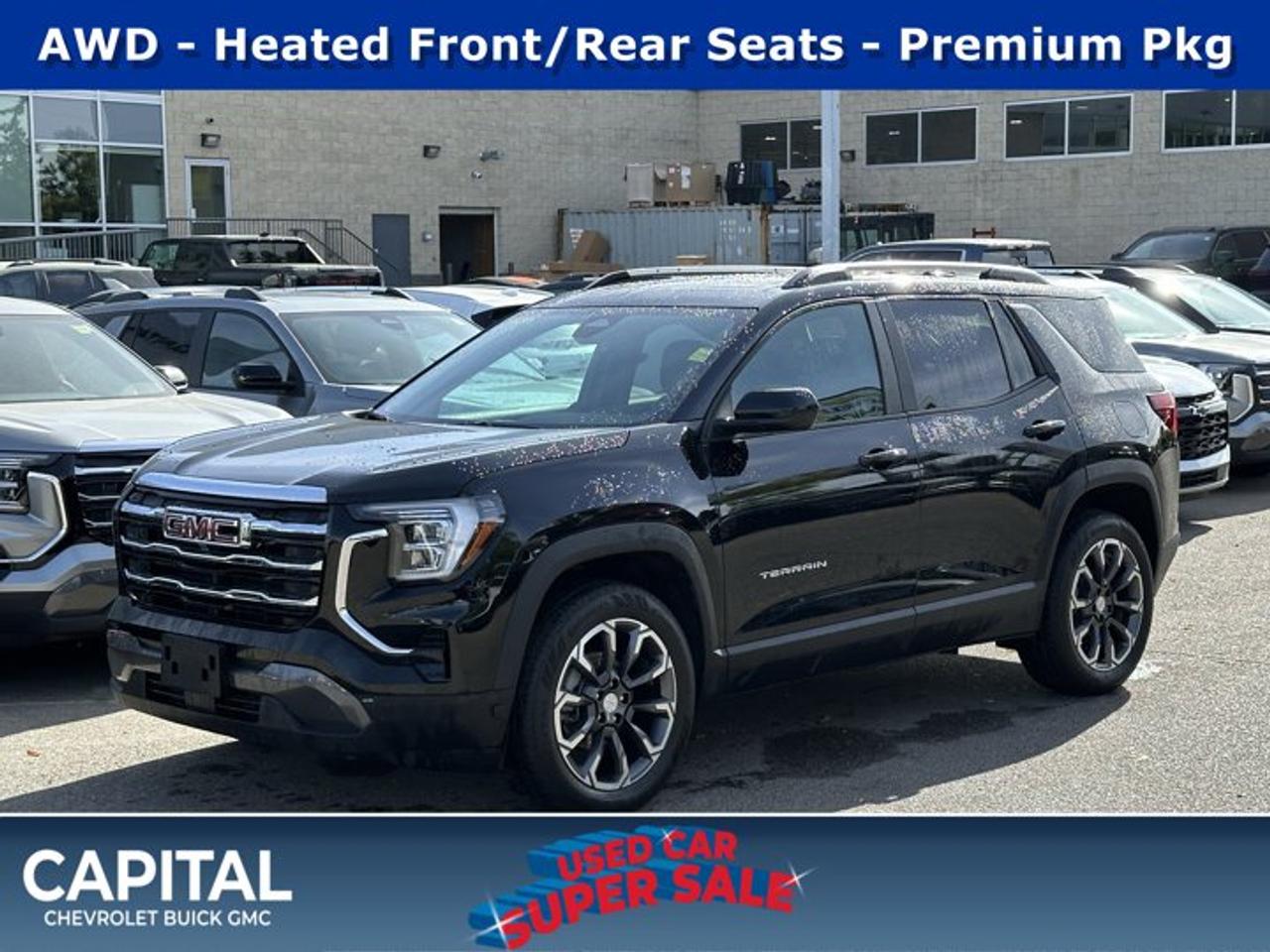 Recent Arrival!Ask for the Internet Department for more information or book your test drive today! Call 403-256-4960 for fast answers at your fingertips! Disclaimer: All prices are plus taxes. See dealer for details. AMVIC Licensed Dealer # B2020028.2025 Terrain 8-Speed Automatic with Overdrive AWD Terrain Elevation, AWD, 2-Way Power Driver Lumbar Seat Adjuster, 2-Way Power Front Passenger Lumbar Seat Adjuster, 3-Channel Programmable Universal Home Remote, 8-Way Power Driver Seat Adjuster, 8-Way Power Passenger Seat Adjuster, Active Cruise Control, AutoSense Hands-Free Power Programmable Liftgate, Brushed Aluminum Roof Rails, Cabin Humidity & Windshield Temperature Sensor, Convenience Package II, Convenience Package III, CoreTec Seat Trim, Dual-Zone Automatic Climate Control, Elevation Premium Package, Front Intermittent RainSense Wipers, Heated front seats, Heated Rear Outboard Seating Positions, Heated steering wheel, Heated Wiper Park, Memory Package, Overhead Sunglass Storage, Ventilated Driver Seat, Ventilated Front Passenger Seat, Wheels: 19 Technical Grey Machined-Face Aluminum, Wireless Charging For Devices.