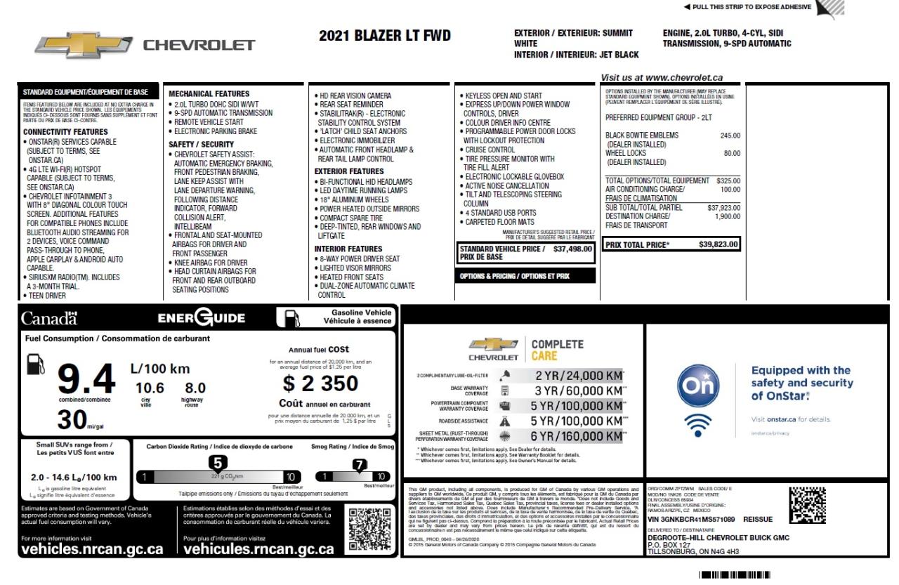 2021 Chevrolet Blazer LT HEATED SEATS | REMOTE START | SIRIUSXM | Photo
