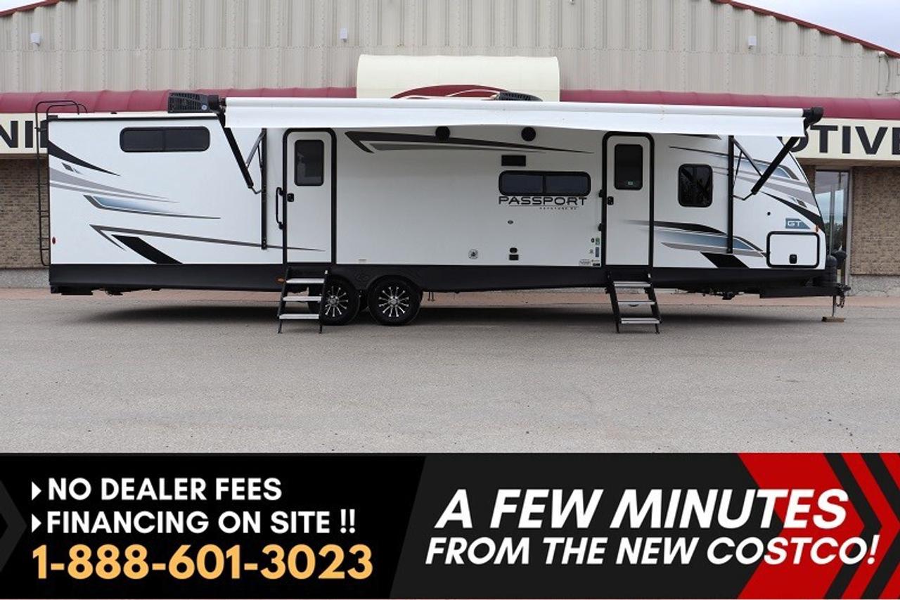 *** Dealer arranged financing on site! Quick, Simple,  no calls or waiting on bank appointments required!! ***   NO ADMINISTRATION FEES!!

***WOW WHAT A TRAILER DO NOT MISS OUT*** SEASONAL SITE CAMPERS DREAM CAMPER*** INCREDIBLE BUNKHOUSE LAYOUT SLEEPS UP TO 14!!! AMAZING DEAL****

WOW WHAT AN INCREDIBLE TRAILER!! MUST SEE THIS UNIT!! ABSOLUTELY STUNNING, SPACIOUS, AMAZING.... YOU CANNOT SAY ENOUGH GOOD THINGS ABOUT THIS ONE!!! DO NOT HESITATE THIS UNIQUE TRAILER WILL NOT LAST LONG AT ALL!!! 2023 KEYSTONE PASSPORT GRAND TOURING 3401QD. Double slide HUGE bunkhouse, amazing trailer!!

This is the most perfect seasonal site trailer you could ever want or hope for!! Big family or kids with lots of friends or have lots of friends that want to visit on the weekends you can simply do it all with this VERY unique and amazing trailer!! Family fun, outdoor activity, and inside comforts are steps away in this 2023 KEYSTONE PASSPORT GT 3401QD 39FT FULL size tow huge slide full bunkhouse RV by KEYSTONE. This trailer has an simply amazing bunkhouse!! Modern trailer that can do it all and some! After getting set up at the campsite, you can hike or bike the trails before making lunch. The cook can prepare and serve the food in the amazing kitchen with tons of room on the solid surface countertops for everyone to eat together around the U-shaped dinette, island or outside on the picnic table. If you need to get washed up, the full bathroom provides that convenience, especially with the exterior entrance for quick access when outside. The rear bunkhouse will surely be the kids zone for indoor fun and bedtime comfort or a perfect place for the stay over guests with 4 yes 4 bug double beds, complete entertainment center and tons of storage!!!

This 2023 KEYSTONE Passport 3401QD is a 39FT full Bunk House with two BIG slides and private front bedroom with a full-size Queen Bed, completely Modern Camper that will make you feel you are more at your second home than a camper in the woods! Stunning Modern trailer with an amazing layout, TRULY AN AMAZING AND VERY UNIQUE LAYOUT!!! THIS TRAILER WILL NOT LAST DO NOT WAIT!! 

Highlights:
- Lite weight only 7,850lbs
- 980lb hitch weight
- Dual Entry (Main entrance and bathroom entrance)
- Huge Bunkhouse with huge slide (QUAD Double bed bunks!!)
- Big Spacious living room slide
- U-Shaped Dinette
- Farmhouse style sink
- Heated and enclosed underbelly for extended season camping
- Solid entry steps
- Hyperdeck water resistant floor
- LED awning lights
- Fire Place
- Extended season Pkg
- Tons of Storage and huge Island
- Outside Kitchen
- LED lighting throughout the trailer
- Stunning layout and modern looks!
- LED-Lit HUGE Pass-Through Storage
- Power Leveling jacks
- AND SO MUCH MORE!!!

VERY HIGH-QUALITY, WELL-BUILT KEYSTONE PASSPORT 3401QD quads bunkhouse that sleeps up to 14! Feel free to invite all the kids friends out to the lake or your friends or both! As there are plenty of room for them all!! STILL LIKE NEW AND LOADED WITH HIGH END FEATURES & VERY MODERN DESIGNS INSIDE AND OUT! This 2023 Passport BUNKHOUSE, MADE BY KEYSTONE RV, is a 39ft Full Size Double Slide bunk house RV that you simply HAVE TO SEE TO BELIEVE!! This may be a BIG Bunkhouse trailer, but it is still Lite Weight at only 7,850lbs and can easily be towed across the country or simply set it up at the perfect seasonal site!

THIS IS A TRAILER YOU MUST SEE TO BELIEVE!!! BEST OF ALL IT IS STILL AS NEW!! YOU GET TO SAVE 10S OF THOUSANDS ON THIS UNIT!! This trailer was over $90,000 new and is a steal of a deal right now! DO NOT HESITATE OR IT WILL BE GONE!!

***EXTENDED WARRANTY options available to choose from to protect your RV and your wallet. (HUGE VALUE!!!) Zero down financing OAC with very Low monthly payments avail. Please see dealer for details. Trades accepted. View at Winnipeg West Automotive Group, 5195 Portage Ave. Dealer permit #6007, Call now 1-(888) 601-3023.
