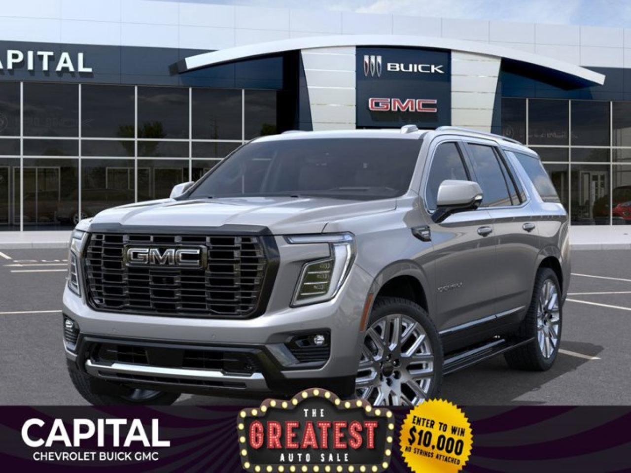 This GMC Yukon delivers a Turbo Diesel 3.0L/ engine powering this Automatic transmission. TRANSMISSION, 10-SPEED AUTOMATIC electronically controlled with overdrive, includes Traction Select System including tow/haul, LPO, PREMIUM FLOOR LINERS, 1ST AND 2ND ROWS WITH BRAND BADGING (dealer-installed), LPO, FLOOR LINER PACKAGE (dealer-installed) (Includes (AAK) 1st and 2nd row premium floor liners, LPO, (RIB) 3rd row all-weather floor liners, LPO and (CAV) all-weather cargo mat, LPO.).* This GMC Yukon Features the Following Options *LPO, ALL-WEATHER CARGO MAT (dealer-installed), ENGINE, DURAMAX 3.0L TURBO-DIESEL (305 hp [227 kW] @ 3750 rpm, 495 lb-ft of torque [671 Nm] @ 2750 rpm), DENALI ULTIMATE PREFERRED EQUIPMENT GROUP includes standard equipment, 3 YEARS SIRIUSXM SiriusXM Extended Service subscription will stop at the end of the applicable subscription period unless you decide to continue service. Plan is non-transferable and non-refundable. Service subject to the SiriusXM Customer Agreement and Privacy Policy, visit siriusxm.ca/terms to see complete terms and how to cancel which includes online methods or calling 1-888-539-7474. Some services, content and features are subject to device capabilities, an active data connection enabled in the vehicle and location availability. All fees, content and features are subject to change. Content varies by subscription plan. SiriusXM and related logos are trademarks of Sirius XM Radio Inc. and its respective subsidiaries.), Wireless Phone Charging, for portable devices, Wireless Apple CarPlay/Wireless Android Auto, Wipers, front intermittent, Rainsense, Wiper, rear intermittent, Windows, power, rear with Express-Down, Window, power with front passenger Express-Up/Down.* Stop By Today *Come in for a quick visit at Capital Chevrolet Buick GMC Inc., 13103 Lake Fraser Drive SE, Calgary, AB T2J 3H5 to claim your GMC Yukon!