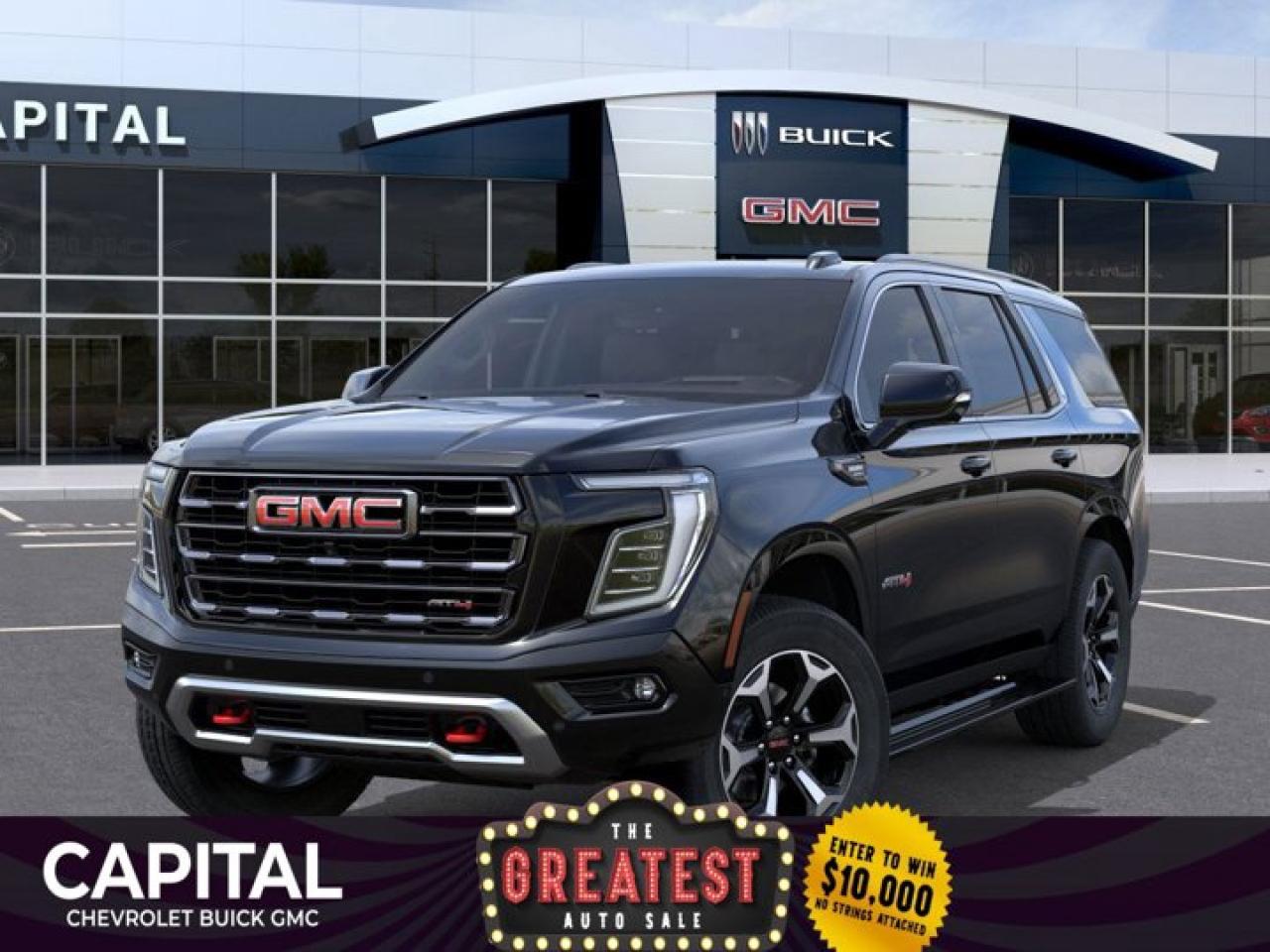 This GMC Yukon boasts a Turbo Diesel 3.0L/ engine powering this Automatic transmission. TRANSMISSION, 10-SPEED AUTOMATIC electronically controlled with overdrive, includes Traction Select System including tow/haul, NIGHT VISION, THERMAL IMAGING including daytime functionality, includes (ZM1) Enhanced Trailering Technology Package, LPO, FLOOR LINER PACKAGE (dealer-installed) (Includes (RIA) 1st and 2nd row all-weather floor liners, LPO, (RIB) 3rd row all-weather floor liners, LPO and (CAV) all-weather cargo mat, LPO.).* This GMC Yukon Features the Following Options *LPO, ALL-WEATHER CARGO MAT (dealer-installed), ENGINE, DURAMAX 3.0L TURBO-DIESEL (305 hp [227 kW] @ 3750 rpm, 495 lb-ft of torque [671 Nm] @ 2750 rpm), AT4 ULTIMATE PREFERRED EQUIPMENT GROUP Includes Standard Equipment, 3 YEARS SIRIUSXM SiriusXM Extended Service subscription will stop at the end of the applicable subscription period unless you decide to continue service. Plan is non-transferable and non-refundable. Service subject to the SiriusXM Customer Agreement and Privacy Policy, visit siriusxm.ca/terms to see complete terms and how to cancel which includes online methods or calling 1-888-539-7474. Some services, content and features are subject to device capabilities, an active data connection enabled in the vehicle and location availability. All fees, content and features are subject to change. Content varies by subscription plan. SiriusXM and related logos are trademarks of Sirius XM Radio Inc. and its respective subsidiaries.), Wireless Phone Charging, for portable devices, Wireless Apple CarPlay/Wireless Android Auto, Wipers, front intermittent, Rainsense, Wiper, rear intermittent, Windows, power, rear with Express-Down, Window, power with front passenger Express-Up/Down.* Visit Us Today *Stop by Capital Chevrolet Buick GMC Inc. located at 13103 Lake Fraser Drive SE, Calgary, AB T2J 3H5 for a quick visit and a great vehicle!