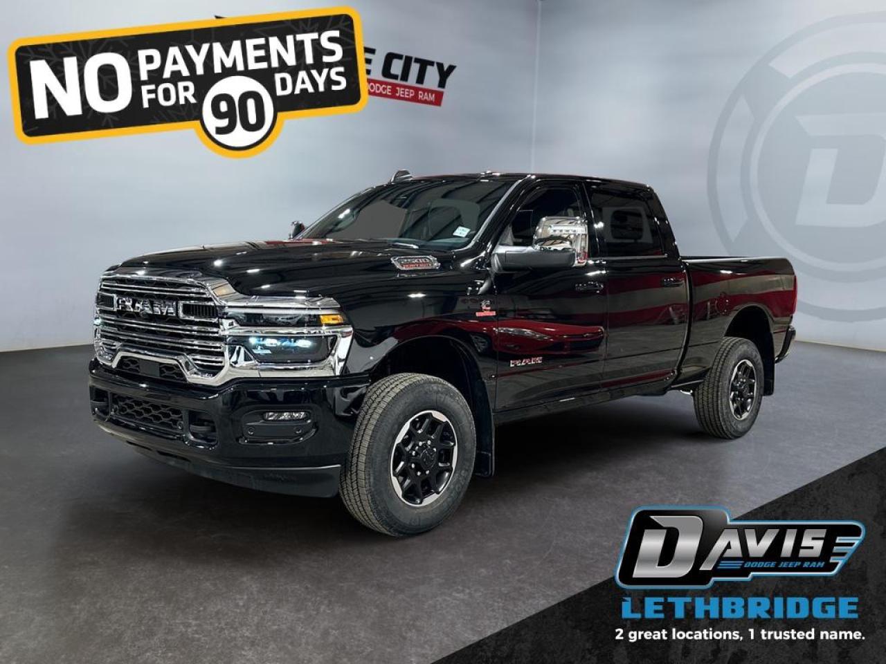 <b>Navigation, Blind Spot Detection, Remote Start, 5th Wheel and Gooseneck Prep!<br /> <br /></b><br /> <br /> <br />Experience premium capability with the 2026 Ram 2500 Laramie Crew Cab 4x4, powered by the 6.7L Cummins High-Output Turbo Diesel and 8-speed TorqueFlite HD transmission. Built for heavy-duty performance, it includes a 3.42 axle ratio, trailer brake control, Class V hitch, 5th-wheel/gooseneck prep, and advanced stability systems for confident towing.<br /><br />Its refined exterior features Diamond Black Crystal paint, chrome accents, LED projector headlamps, 18" Diamond-Cut aluminum wheels, and a dampened tailgate with a power-sliding rear window. Inside, enjoy leather-trimmed ventilated and heated seats, power-adjustable seating, dual-zone climate control, and a premium cabin with LED interior lighting and upgraded storage systems.<br /><br />Technology stands out with Uconnect 5 NAV and a 12" touchscreen, Apple CarPlay, Android Auto, Alexa Built-In, Wi-Fi hotspot, Alpine audio with subwoofer, rain-sensing wipers, remote start, blind-spot detection, ParkSense front/rear assist, and forward collision warning. This 2026 Ram 2500 Laramie blends luxury, power, and modern tech for work or everyday driving.<br /> <br />To apply right now for financing use this link: <a href=https://www.bridgecitychrysler.com/pre-approval/ target=_blank rel=nofollow noopener noreferrer>https://www.bridgecitychrysler.com/pre-approval/</a><br /><br /> <br /><br />As a premier Chrysler, Dodge, Jeep and RAM dealership, Bridge City Chrysler proudly offers an extensive selection of new and used vehicles to meet every drivers needs. Customers across Lethbridge, Fort Macleod, Taber, Claresholm, Coaldale, and beyond trust us for daily vehicle specials, certified service and parts, and a seamless online inventory experience. <br /><br /> With competitive financing options and expert support, we make car buying easy and enjoyable. <br /><br /> Ready to hit the road? Schedule your test drive today at Bridge City Chrysler, your trusted Chrysler, Dodge, Jeep and RAM dealer in Lethbridge, Alberta.<br /><br /> Vehicle pricing offer shown expires 2026-01-31. <br /> Come by and check out our fleet of 80+ used cars and trucks and 140+ new cars and trucks for sale in Lethbridge. o~o