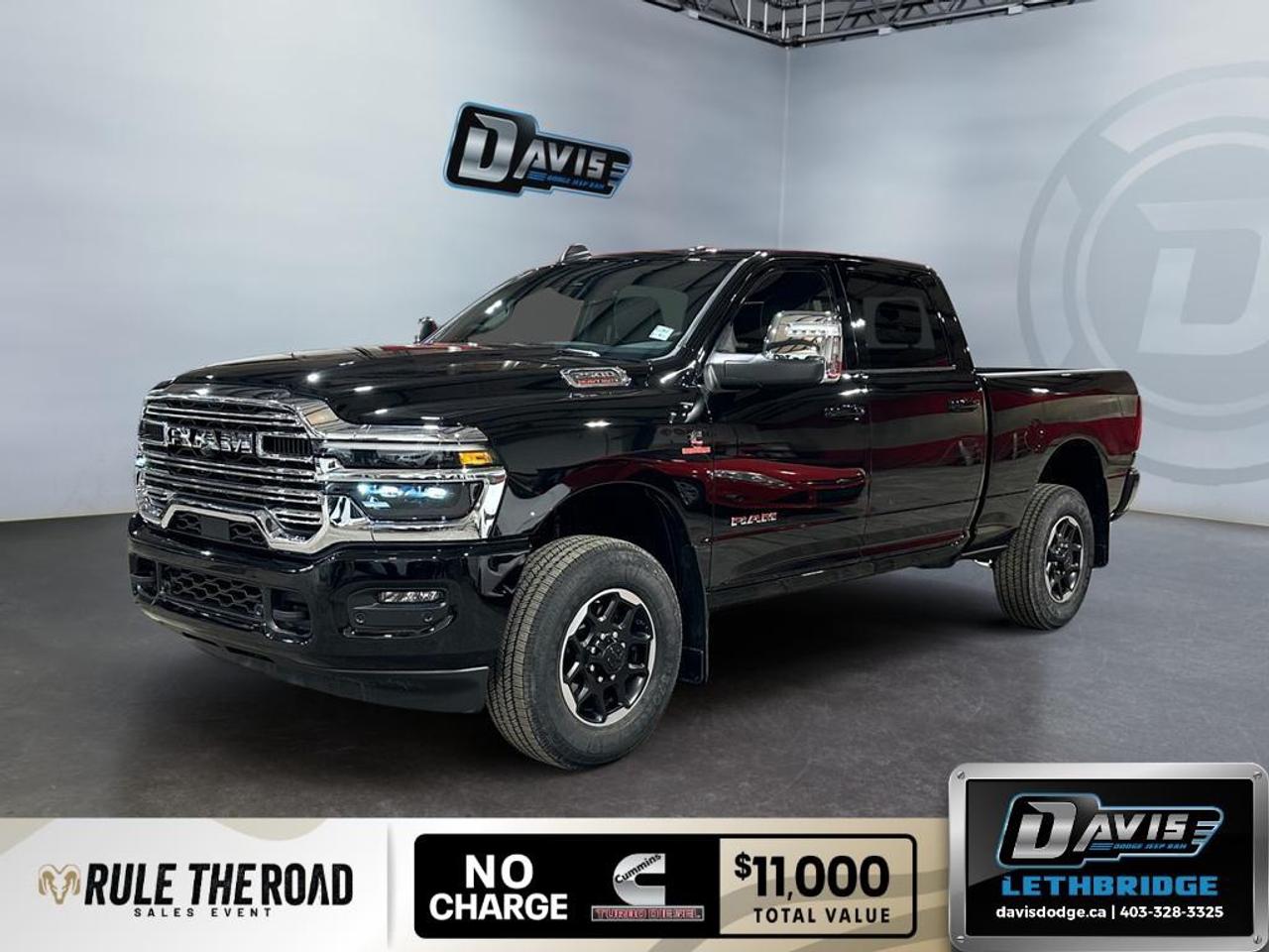 <p><strong>Vehicle Name:</strong> 2026 Ram 2500 Laramie Laramie 4x4 Crew Cab 6'4" Box in stunning black with powerful 4×4 drivetrain. Perfect for those who crave tough handling and impressive style.</p> <p><strong>Interior Features:</strong></p> <ul><li>Plush black leather seats offering both heated & cooled options for ultimate comfort.</li><li>Sophisticated front-facing simulated suede/leather rear seats, complemented by a leatherette steering wheel.</li><li>Convenience of power seats and power windows, alongside a smart device integration system.</li><li>Remote start for those chilly mornings and a heated steering wheel for warm control.</li><li>2nd-Row In-Floor Storage Bins for added space and versatility in your cabin.</li></ul> <p><strong>Exterior Features:</strong></p> <ul><li>Diamond Black Crystal Pearl exterior, equipped with alloy wheels for a commanding presence.</li><li>Forward & Reverse Utility Lights and bright exterior mirrors with auto-dimming features. </li><li>Power Heated Folding Telescopic Mirrors with memory settings, a thoughtful addition for personalized adjustment.</li><li>Convenient remote tailgate release and automatic high-beam headlamp control.</li><li>5th Wheel/Gooseneck Towing Prep Group securing heavy loads with ease.</li></ul> <p><strong>Technology & Safety Features:</strong></p> <ul><li>Blind Spot Monitoring and Lane Assist for a safer drive.</li><li>Advanced navigation system and satellite radio ensuring a connected journey.</li><li>Parking sensors and a backup camera for confident maneuvering.</li><li>Rain-Sensing Windshield Wipers and heated mirrors for greater all-weather preparedness.</li><li>Adaptive Cruise Control, a reliable co-pilot on longer journeys.</li><li>Comprehensive air conditioning system alongside a built-in Wi-Fi hotspot for seamless connectivity.</li></ul> <p>This remarkable truck is tailored for adventure seekers and those who demand strength alongside luxury. Contact Davis Dodge Lethbridge today to learn more and schedule a viewing!</p>