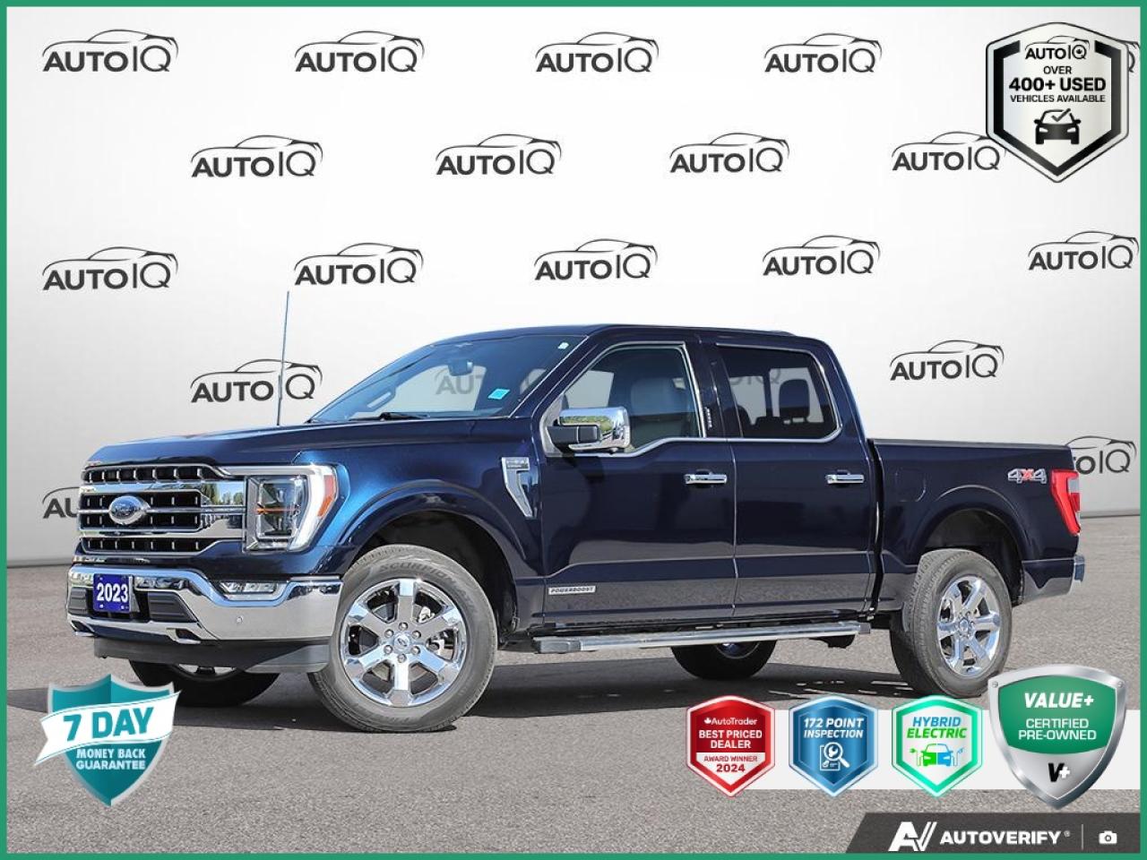 This 3.5L PowerBoost Full-Hybrid V6 4WD truck is built for power, comfort, and smart capability. With a strong hybrid engine, 4-wheel drive, and a Class IV trailer hitch, its ready for serious work and weekend adventures. The Pro Trailer Backup Assist makes towing easier than ever. <br><br>Inside, youll find a premium driving experience with heated and ventilated front seats, a heated steering wheel, dual-zone automatic climate control, and memory settings for your seat and pedals. The SYNC 4 system with Enhanced Voice Recognition, built-in navigation, and a high-end B&O Sound System by Bang & Olufsen keeps you connected and entertained. <br><br>Chrome wheels and bumpers add a stylish touch, while safety features like a rearview camera, multiple airbags, Electronic Stability Control, and Fords 911 Assist offer peace of mind. With smart details like power-adjustable pedals, auto-dimming mirrors, remote keyless entry, and a garage door transmitter, this truck makes every drive easier and more enjoyable. <br><br>Whether youre on the job or on the road, this hybrid truck delivers performance, efficiency, and comfort in one impressive package.<p></p>

<h4>VALUE+ CERTIFIED PRE-OWNED VEHICLE</h4>

<p>36-point Provincial Safety Inspection<br />
172-point inspection combined mechanical, aesthetic, functional inspection including a vehicle report card<br />
Warranty: 30 Days or 1500 KMS on mechanical safety-related items and extended plans are available<br />
Complimentary CARFAX Vehicle History Report<br />
2X Provincial safety standard for tire tread depth<br />
2X Provincial safety standard for brake pad thickness<br />
7 Day Money Back Guarantee*<br />
Market Value Report provided<br />
Complimentary 3 months SIRIUS XM satellite radio subscription on equipped vehicles<br />
Complimentary wash and vacuum<br />
Vehicle scanned for open recall notifications from manufacturer</p>

<p>SPECIAL NOTE: This vehicle is reserved for AutoIQs retail customers only. Please, No dealer calls. Errors & omissions excepted.</p>

<p>*As-traded, specialty or high-performance vehicles are excluded from the 7-Day Money Back Guarantee Program (including, but not limited to Ford Shelby, Ford mustang GT, Ford Raptor, Chevrolet Corvette, Camaro 2SS, Camaro ZL1, V-Series Cadillac, Dodge/Jeep SRT, Hyundai N Line, all electric models)</p>
