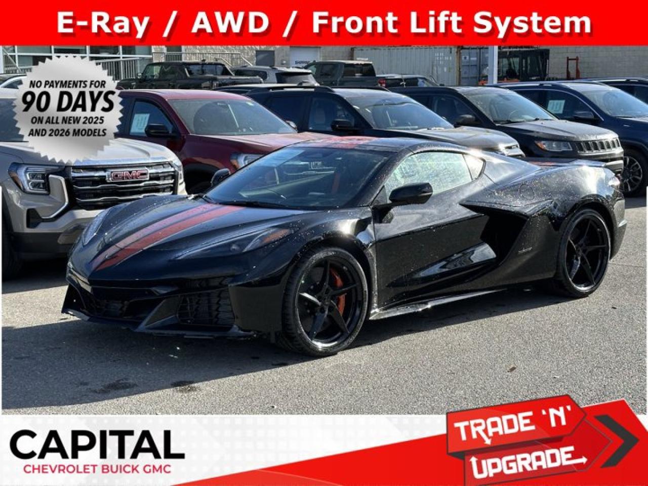 This Chevrolet Corvette boasts a Gas V8 6.2L/ engine powering this Automatic transmission. WHEELS, 20 X 10 (50.8 CM X 25.4 CM) FRONT AND 21 X 13 (53.3 CM X 33 CM) REAR GLOSS BLACK FORGED ALUMINUM, TRANSMISSION, 8-SPEED DUAL CLUTCH, INCLUDES MANUAL AND AUTO MODES (STD), STEALTH INTERIOR TRIM PACKAGE dark finish aluminum trim.* This Chevrolet Corvette Features the Following Options *BATTERY PROTECTION PACKAGE (12 volt battery.) , SEAT BELT COLOUR, ORANGE, LPO, SPOILER EXTENSION, CLEAR SMOKED CENTRE BRIDGE WITH JAKE LOGO Genuine Corvette Accessory, LPO, FRONT RADIATOR GRILLE SCREENS Genuine Corvette Accessory, FRONT LIFT ADJUSTABLE HEIGHT WITH MEMORY includes (TR7) automatic headlamp levelling system, EXHAUST TIPS, BLACK, ENGINE, 6.2L V8 DI, HIGH-OUTPUT Variable Valve Timing (VVT), Active Fuel Management (AFM) (495 hp [369.1 kW] @ 6450 rpm, 470 lb-ft of rear torque [637.2 N-m] @ 5150 rpm). 655 (488.4 kW) total combined hp with HP1 electrified front axle propulsion. (STD), 2LZ PREFERRED EQUIPMENT GROUP includes standard equipment, Wireless Apple CarPlay/Wireless Android Auto, Wipers, front intermittent.* Visit Us Today *Live a little- stop by Capital Chevrolet Buick GMC Inc. located at 13103 Lake Fraser Drive SE, Calgary, AB T2J 3H5 to make this car yours today!