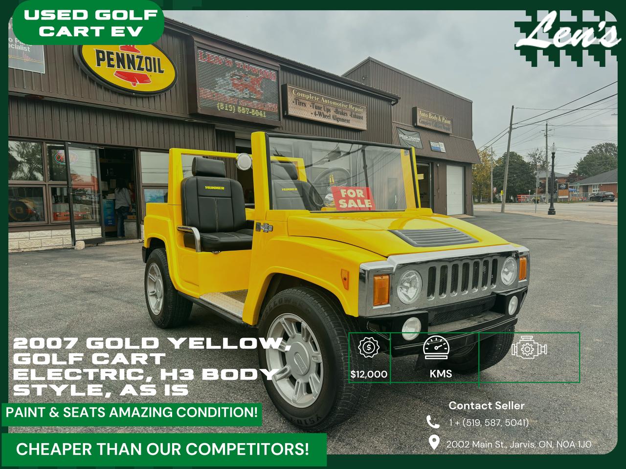 Used 2007 Hummer H3 YELLOW, HUMMER GOLF CART! for sale in Jarvis, ON