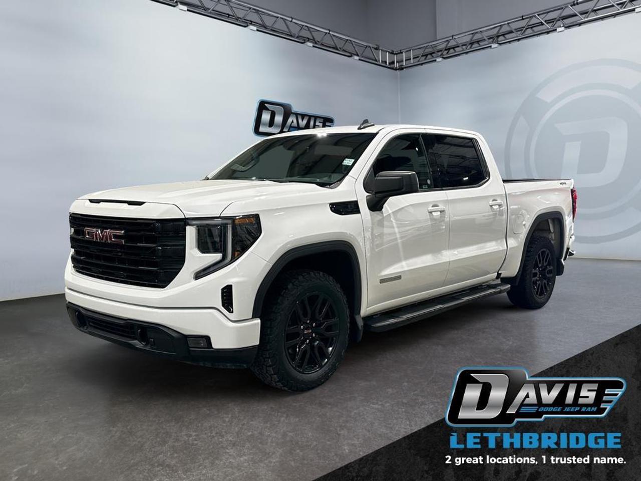 <b>2.7L - Elevation Pkg - Apple Car Play/Android Auto - 6 Passenger - Remote Start - Side Steps <br /></b><br /> This professional grade Sierra 1500 has the proven GMC power you expect from your truck, ensuring that every haul, every trailering experience, and every family trip is handled like a pro. This 2022 GMC Sierra 1500 is for sale today in Lethbridge. <br /> <br />This redesigned GMC Sierra 1500 stands out against all other pickup trucks, with sharper, more powerful proportions that creates a commanding stance on and off the road. Next level comfort and technology is paired with it's outstanding performance and capability. Inside, the Sierra 1500 supports you through rough terrain with expertly designed seats and a pro grade suspension. Inside, you'll find an athletic and purposeful interior, designed for your active lifestyle. Get ready to live like a pro in this amazing GMC Sierra 1500! This Crew Cab 4X4 pickup has 104,627 km. Stock number 40595 is White in colour. It has an Automatic transmission and is powered by a 310HP 2.7L 4 Cylinder Engine. <br /> <br /> Our Sierra 1500's trim level is Elevation. Upgrading to this GMC Sierra 1500 Elevation is a great choice as it comes loaded with a monochromatic exterior featuring a black gloss grille and unique aluminum wheels, a massive 13.4 inch touchscreen display with wireless Apple CarPlay and Android Auto, wireless streaming audio, SiriusXM, plus a 4G LTE hotspot. Additionally, this pickup truck also features IntelliBeam LED headlights, remote engine start, forward collision warning and lane keep assist, a trailering package, LED cargo area lighting, teen driver technology plus so much more! This vehicle has been upgraded with the following features: Aluminum Wheels, Remote Start, Apple CarPlay, Android Auto, Streaming Audio, Teen Driver, Locking Tailgate.<br /> <br />To apply right now for financing use this link: <a href=https://www.bridgecitychrysler.com/pre-approval/ target=_blank rel=nofollow noopener noreferrer>https://www.bridgecitychrysler.com/pre-approval/</a><br /><br /> <br /><br />Locally Owned & Trusted for Over 35 Years  Bridge City Chrysler in Lethbridge, AB <br /><br /> At Bridge City Chrysler, weve proudly served the Lethbridge community for more than 35 years, offering an unparalleled car buying experience. Dont just take our word for itour Google reviews speak volumes about our commitment to exceptional service. <br /><br /> Delivery & At-Home Test Drives: Convenient options to suit your lifestyle. <br /><br /> Flexible Financing for Everyone: Get the vehicle you need with financing solutions tailored to your situation. <br /><br /> Full Mechanical Inspections & Professional Cleaning: Every vehicle is thoroughly inspected and cleaned before it hits our lot.<br /><br /> We take all makes and models on trade and offer competitive pricing with inventory that changes daily. Whether you're shopping for a Chrysler, Dodge, Jeep, RAM, or FIAT, our AMVIC Licensed dealership makes it easy to browse, buy, and drive away.<br /><br /> Located in Lethbridge, AB, we proudly serve customers in Fort Macleod, Taber, Claresholm, and Coaldale. Shop online or visit us today to experience the best in sales, service, and selection. Standard bank rates apply; taxes are additional.<br /><br /> Vehicle pricing offer shown expires 2026-01-31. <br /> Come by and check out our fleet of 80+ used cars and trucks and 130+ new cars and trucks for sale in Lethbridge. o~o