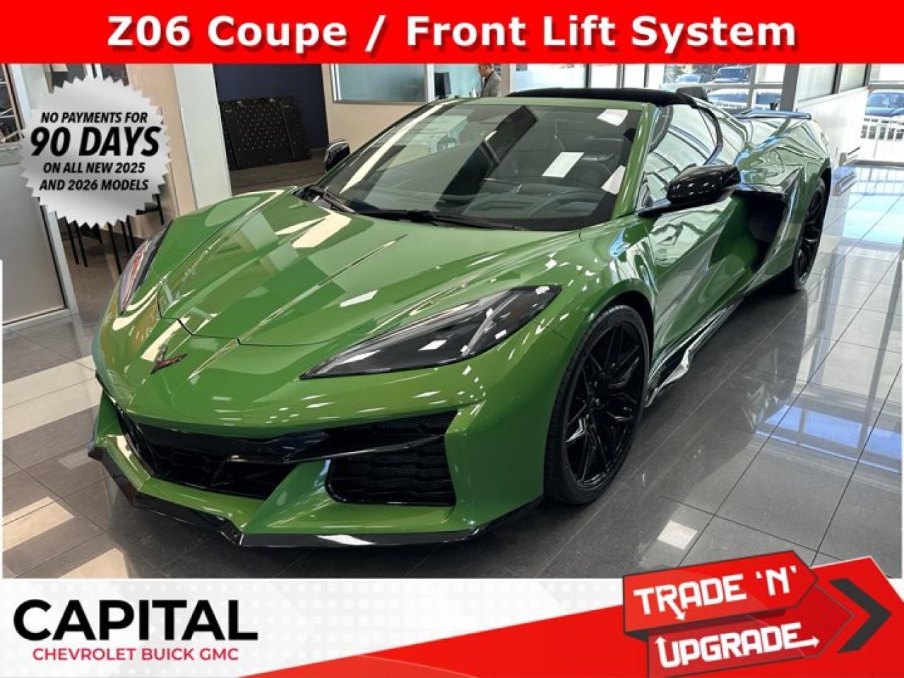 This Chevrolet Corvette boasts a Gas V8 5.5L/ engine powering this Automatic transmission. WHEELS, 20 X 10 (50.8 CM X 25.4 CM) FRONT AND 21 X 13 (53.3 CM X 33 CM) REAR SPIDER DESIGN, BLACK FORGED ALUMINUM, TRANSMISSION, 8-SPEED DUAL CLUTCH, INCLUDES MANUAL AND AUTO MODES (STD), STEALTH INTERIOR TRIM PACKAGE dark finish aluminum trim.* This Chevrolet Corvette Features the Following Options *BATTERY PROTECTION PACKAGE , LPO, SPOILER EXTENSION, CLEAR SMOKED CENTRE BRIDGE WITH JAKE LOGO Genuine Corvette Accessory, LPO, FRONT RADIATOR GRILLE SCREENS Genuine Corvette Accessory, FRONT LIFT ADJUSTABLE HEIGHT WITH MEMORY includes (TR7) automatic headlamp levelling system, EXHAUST TIPS, BLACK, ENGINE, 5.5L V8 DI, HIGH-OUTPUT Variable Valve Timing (VVT), (670 hp [499.6 kW] @ 8400 rpm, 460 lb-ft of torque [623.8 N-m] @ 6300 rpm) (STD), CARBON FLASH METALLIC-PAINTED OUTSIDE MIRRORS AND SPOILER (WHEN EQUIPPED) includes (DRG) Carbon Flash Metallic-painted outside mirrors, 2LZ PREFERRED EQUIPMENT GROUP includes standard equipment, Wireless Phone Charging 2 wireless charging pads for phone or portable devices, located on centre console and between seatbacks, Wireless Apple CarPlay/Wireless Android Auto.* Stop By Today *Test drive this must-see, must-drive, must-own beauty today at Capital Chevrolet Buick GMC Inc., 13103 Lake Fraser Drive SE, Calgary, AB T2J 3H5.