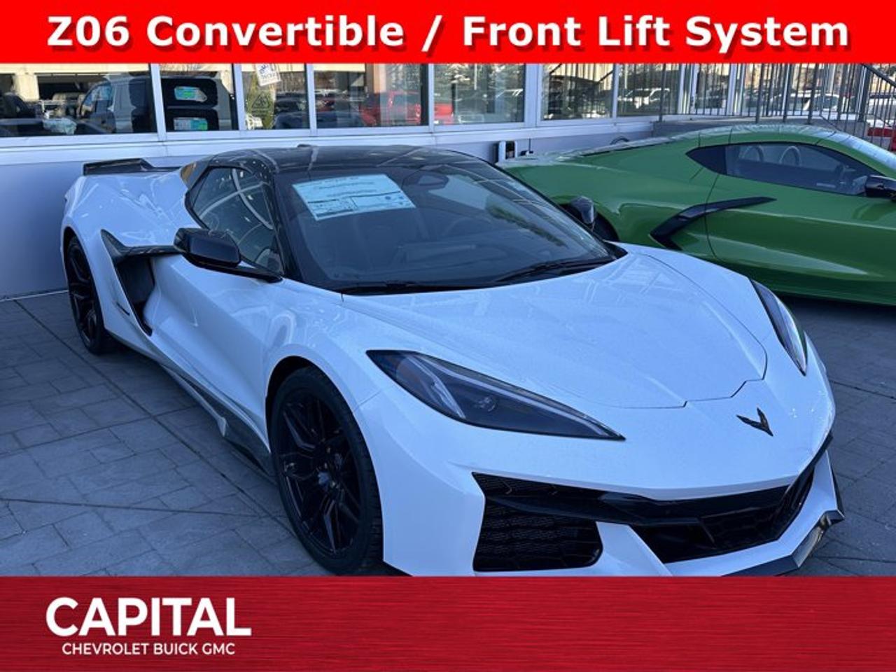 This Chevrolet Corvette delivers a Gas V8 5.5L/ engine powering this Automatic transmission. WHEELS, 20 X 10 (50.8 CM X 25.4 CM) FRONT AND 21 X 13 (53.3 CM X 33 CM) REAR SPIDER DESIGN, BLACK FORGED ALUMINUM, TRANSMISSION, 8-SPEED DUAL CLUTCH, INCLUDES MANUAL AND AUTO MODES (STD), STEALTH INTERIOR TRIM PACKAGE dark finish aluminum trim.*This Chevrolet Corvette Comes Equipped with These Options *BATTERY PROTECTION PACKAGE , LPO, SPOILER EXTENSION, CLEAR SMOKED CENTRE BRIDGE WITH JAKE LOGO Genuine Corvette Accessory, LPO, FRONT RADIATOR GRILLE SCREENS Genuine Corvette Accessory, LPO, DARK STEALTH CROSSED FLAGS EMBLEMS, FRONT AND REAR Genuine Corvette Accessory, FRONT LIFT ADJUSTABLE HEIGHT WITH MEMORY includes (TR7) automatic headlamp levelling system, EXHAUST TIPS, BLACK, ENGINE, 5.5L V8 DI, HIGH-OUTPUT Variable Valve Timing (VVT), (670 hp [499.6 kW] @ 8400 rpm, 460 lb-ft of torque [623.8 N-m] @ 6300 rpm) (STD), CONVERTIBLE TOP, CARBON FLASH-PAINTED NACELLES AND ROOF, CARBON FLASH METALLIC-PAINTED OUTSIDE MIRRORS AND SPOILER (WHEN EQUIPPED) includes (DRG) Carbon Flash Metallic-painted outside mirrors, 2LZ PREFERRED EQUIPMENT GROUP includes standard equipment.* Stop By Today *For a must-own Chevrolet Corvette come see us at Capital Chevrolet Buick GMC Inc., 13103 Lake Fraser Drive SE, Calgary, AB T2J 3H5. Just minutes away!