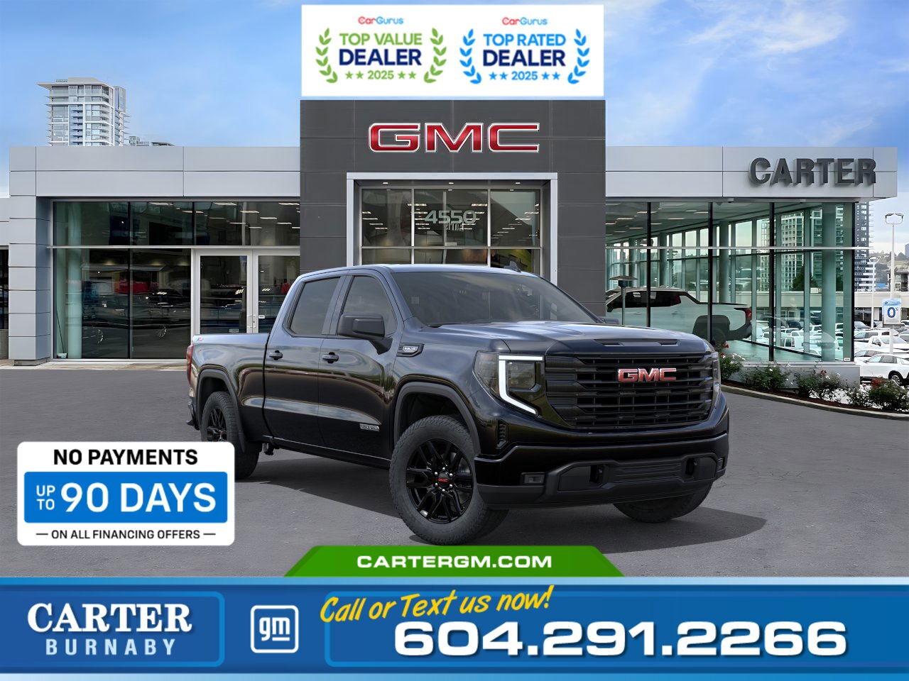 Purchase your new vehicle today and enjoy NO PAYMENTS FOR UP TO 90 DAYS. Upgrade with confidence, without stretching your budget!  Power, comfort, and advanced technology come together in the 2026 GMC Sierra 1500 Pro Crew Cab 4WD. Its 5.3L EcoTec3 V8 engine, High Capacity Suspension Package, and Trailering Package with Hitch Guidance deliver strength and capability for every haul. Convenience shines with an EZ Lift tailgate, hitch area light, and protective bed rail caps. Inside, enjoy a 10-way power driver seat, dual-zone climate control, a 12.3" Driver Information Centre, and a 13.4" Premium touchscreen. Wi-Fi Hotspot capability, theft-deterrent system, and GMC Pro Safety features provide peace of mind.  Come take it for a test drive today and experience all this stylish vehicle has to offer!  WHY CARTER GM BURNABY?  - An unrivalled vehicle purchasing experience! - Exceeding our loyal customers expectations since 1963 - 4.5 Google star rating with 2,175+ customer reviews) - CarGurus Top-Rated Dealer 2025 Award - CarGurus Top Value Dealer 2025 Award - Vehicle trades welcome! Best price guaranteed! - We provide upfront pricing, zero hidden fees, and 100% transparency - Fast approvals and 99% acceptance rates (no matter your current credit status!) - Multilingual staff (many languages spoken) - Comfortable non-pressured environment with in-store television, WIFI and a childrens play area! - In-store restaurant: fresh daily menu        Were here to help you drive the vehicle you want, the vehicle you deserve! QUESTIONS? GREAT! WEVE GOT ANSWERS! To speak with a friendly vehicle specialist - CALL NOW! (Doc. Fee: $495.00 Dealer Code: D5505)