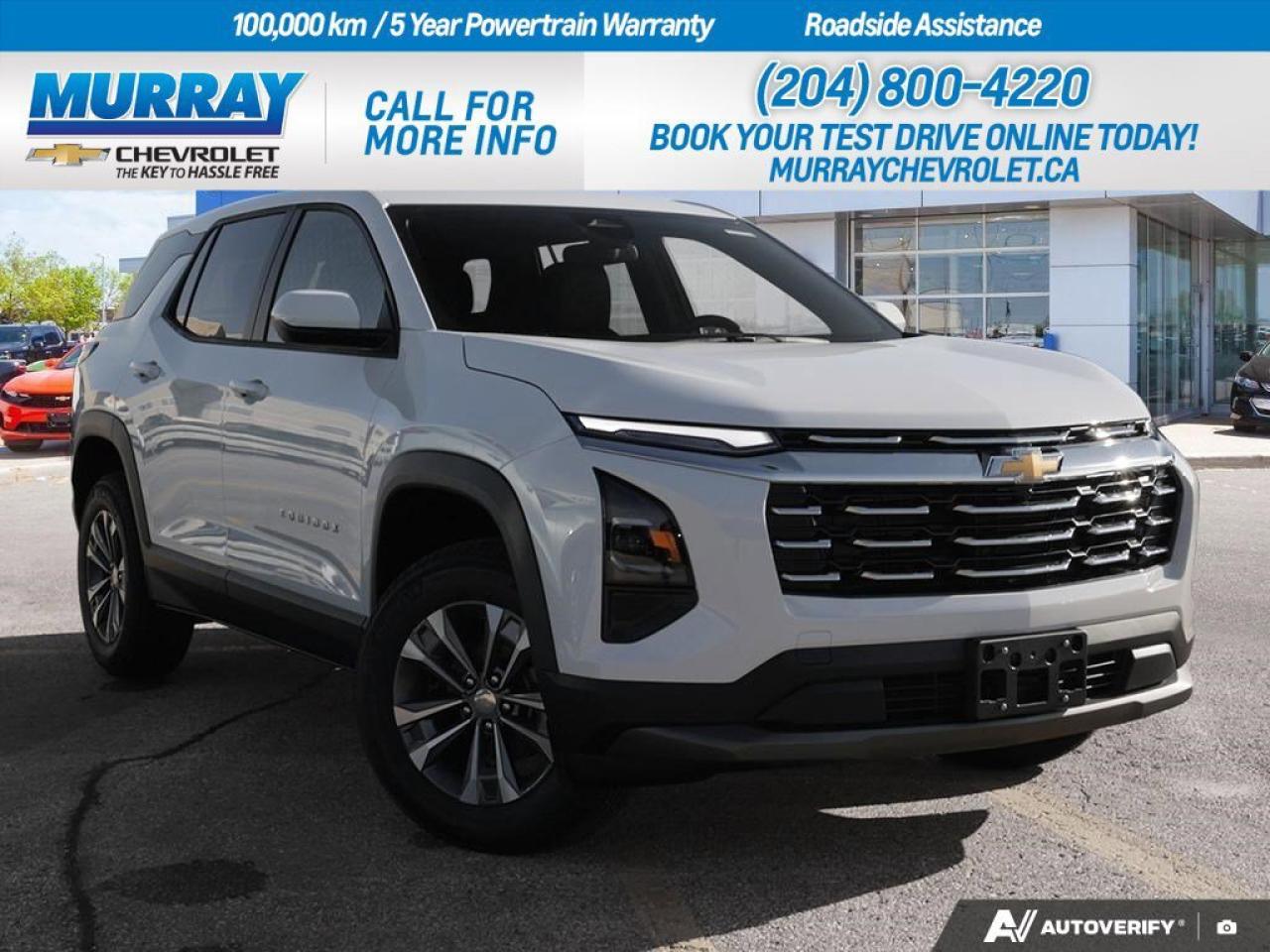 *ENGINE BLOCK HEATER* *CONVENIENCE PACKAGE II* *HEATED STEERING WHEEL*  Experience the perfect blend of elegance and performance with the 2026 Chevrolet Equinox AWD LT in the vibrant city of Winnipeg. This sport utility vehicle is designed for those who value both comfort and advanced technology. Enjoy the convenience of the *ENGINE BLOCK HEATER*, ensuring your vehicle is ready to go even on the coldest days. The *CONVENIENCE PACKAGE II* offers a suite of luxurious features, including an 8-way power driver seat adjuster, wireless phone charging, and dual-zone automatic climate control, making every drive a pleasure. Stay warm and comfortable with the *HEATED STEERING WHEEL*, a feature that adds a touch of luxury to your winter commutes.  Under the hood, the Equinox boasts a dynamic Turbocharged Gas I4 1.5L engine paired with a seamless 8-speed automatic transmission, providing a smooth and responsive driving experience. The all-wheel-drive system ensures you maintain control and stability, no matter the road conditions.  The Equinoxs sophisticated interior is outfitted with Black Evotex seating, providing a stylish and comfortable cabin. Connectivity is at your fingertips with smart device integration and a WiFi hotspot, keeping you connected wherever your journey takes you. Safety is a top priority with features like Lane Departure Warning, Blind Spot Monitor, and Front Collision Mitigation, offering peace of mind with every drive.  Make a statement with the Equinoxs sleek exterior in Summit White, complemented by aluminum wheels and privacy glass. From city streets to off-road adventures, this vehicle is ready to meet all your driving needs with style and assurance.  Dealer Permit #1740