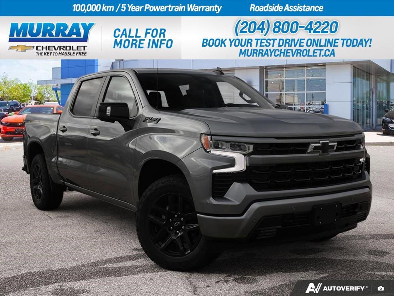 *ENGINE 5.3L ECOTEC3 V8* *TRANSMISSION 8-SPEED AUTOMATIC* *Z71 OFF-ROAD AND PROTECTION PACKAGE*  Step into the future of driving with the 2026 Chevrolet Silverado 1500 RST, a stunning blend of power, style, and innovation, now available in Winnipeg. This Crew Cab Pickup is tailored for those who demand the best in performance and capability. Under the hood, the robust 5.3L ECOTEC3 V8 engine is ready to deliver a commanding 355 horsepower, ensuring that you have all the power you need at your fingertips. Paired with an efficient 8-speed automatic transmission, this Silverado offers seamless transitions and superior handling, whether youre navigating city streets or off-road trails.  The Silverado isnt just about power; its designed to conquer any terrain with confidence. The Z71 Off-Road and Protection Package equips you with an off-road suspension, hill descent control, and durable skid plates, making it the perfect companion for your outdoor adventures. The exterior is finished in a striking Sterling Grey Metallic, complemented by high gloss black painted aluminum wheels, giving it a bold and assertive stance.  Inside, premium Jet Black leather-appointed seats provide ultimate comfort, while advanced technology like Adaptive Cruise Control and HD Surround Vision enhances your driving experience. With the addition of a power sunroof, you can enjoy the great outdoors from the comfort of your cabin. The Silverado RST also includes a Safety Package, ensuring peace of mind with features like Trailer Side Blind Zone Alert and Rear Cross Traffic Braking.  This Silverado 1500 RST is a testament to Chevrolets commitment to quality and innovation, offering everything you need for both work and play, right here in Winnipeg.  DisplayTrim: ENGINE 5.3L ECOTEC3 V8 Dealer Permit #1740