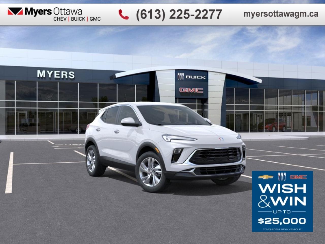 <br> <br>  This Buick Encore GX is ready for wherever life takes you. <br> <br>This intelligently engineered Encore GX is ready to hit the road with versatile seating and cargo, stunning style, and an adventurous spirit. This SUV can fit your life, fit into your life, and help you find where you fit in all in one drive. With efficient power delivery and an engaging infotainment system, even the longest trips are made fun. For the evolution of the luxury family SUV, look no further than this Buick Encore GX.<br> <br> This summit white SUV  has an automatic transmission and is powered by a  155HP 1.3L 3 Cylinder Engine.<br> <br> Our Encore GXs trim level is Preferred AWD. This Encore GX in the Preferred trim rewards you with great standard features such as heated front seats, a heated steering wheel, remote engine start, and an 11-inch touchscreen with wireless Apple CarPlay and Android Auto. Safety features include lane change alert with side blind zone alert, lane keep assist with lane departure warning, forward collision alert, and front pedestrian braking. This vehicle has been upgraded with the following features: Heated Seats,  Heated Steering Wheel,  Remote Start,  Lane Keep Assist,  Lane Departure Warning,  Apple Carplay,  Android Auto. <br><br> <br>To apply right now for financing use this link : <a href=https://creditonline.dealertrack.ca/Web/Default.aspx?Token=b35bf617-8dfe-4a3a-b6ae-b4e858efb71d&Lang=en target=_blank>https://creditonline.dealertrack.ca/Web/Default.aspx?Token=b35bf617-8dfe-4a3a-b6ae-b4e858efb71d&Lang=en</a><br><br> <br/>    4.79% financing for 84 months. <br> Buy this vehicle now for the lowest bi-weekly payment of <b>$271.34</b> with $0 down for 84 months @ 4.79% APR O.A.C. ( taxes included, **Rebates may not be applicable on all purchase types [cash, lease, or finance]. Eligibility and conditions may vary. Please see dealer for full details and confirmation of eligibility.   ).  Incentives expire 2026-01-02.  See dealer for details. <br> <br><br> Come by and check out our fleet of 50+ used cars and trucks and 180+ new cars and trucks for sale in Ottawa.  o~o