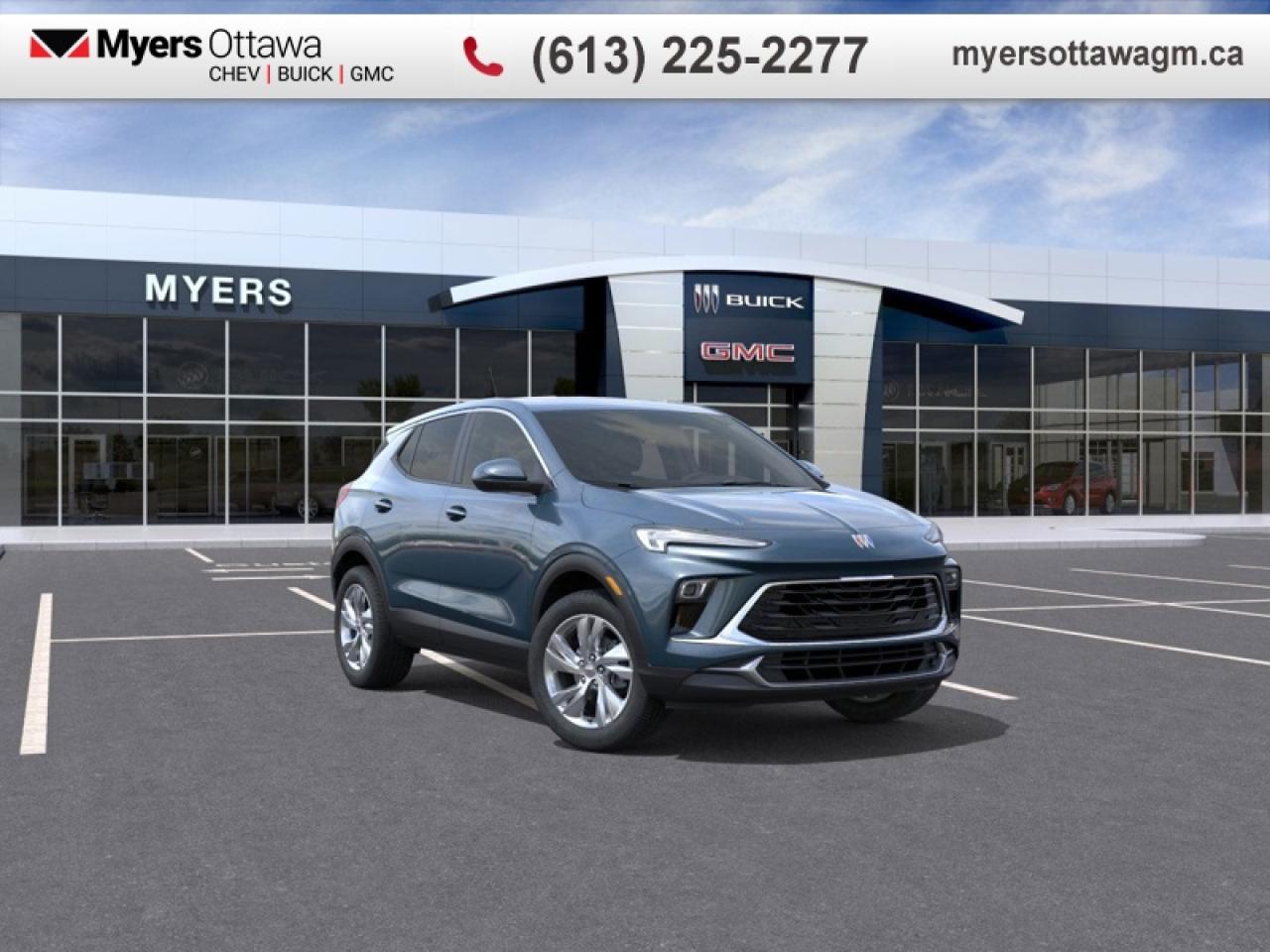 <br> <br>With crisp body lines, a streamlined stance, and a distinctively athletic tone, this Buick Encore GX offers style that stands out. <br> <br>This intelligently engineered Encore GX is ready to hit the road with versatile seating and cargo, stunning style, and an adventurous spirit. This SUV can fit your life, fit into your life, and help you find where you fit in all in one drive. With efficient power delivery and an engaging infotainment system, even the longest trips are made fun. For the evolution of the luxury family SUV, look no further than this Buick Encore GX.<br> <br>This Ocean Blue Metallic SUV has an Automatic transmission and is powered by a 155HP 1.3L 3 Cylinder Engine. <br> <br> Our Encore GXs trim level is Preferred AWD. This Encore GX in the Preferred trim rewards you with great standard features such as heated front seats, a heated steering wheel, remote engine start, and an 11-inch touchscreen with wireless Apple CarPlay and Android Auto. Safety features include lane change alert with side blind zone alert, lane keep assist with lane departure warning, forward collision alert, and front pedestrian braking. This vehicle has been upgraded with the following features: Heated Seats, Heated Steering Wheel, Remote Start, Lane Keep Assist, Lane Departure Warning, Apple CarPlay, Android Auto.<br><br> <br>To apply right now for financing use this link: <a href=https://creditonline.dealertrack.ca/Web/Default.aspx?Token=b35bf617-8dfe-4a3a-b6ae-b4e858efb71d&Lang=en target=_blank>https://creditonline.dealertrack.ca/Web/Default.aspx?Token=b35bf617-8dfe-4a3a-b6ae-b4e858efb71d&Lang=en</a><br><br> <br/> Weve discounted this vehicle $5500.    3.99% financing for 84 months. <br> Buy this vehicle now for the lowest bi-weekly payment of <b>$229.99</b> with $0 down for 84 months @ 3.99% APR O.A.C. ( taxes included, **Rebates may not be applicable on all purchase types [cash, lease, or finance]. Eligibility and conditions may vary. Please see dealer for full details and confirmation of eligibility.   ).  Incentives expire 2026-03-02.  See dealer for details. <br> <br><br> Come by and check out our fleet of 60+ used cars and trucks and 180+ new cars and trucks for sale in Ottawa.  o~o