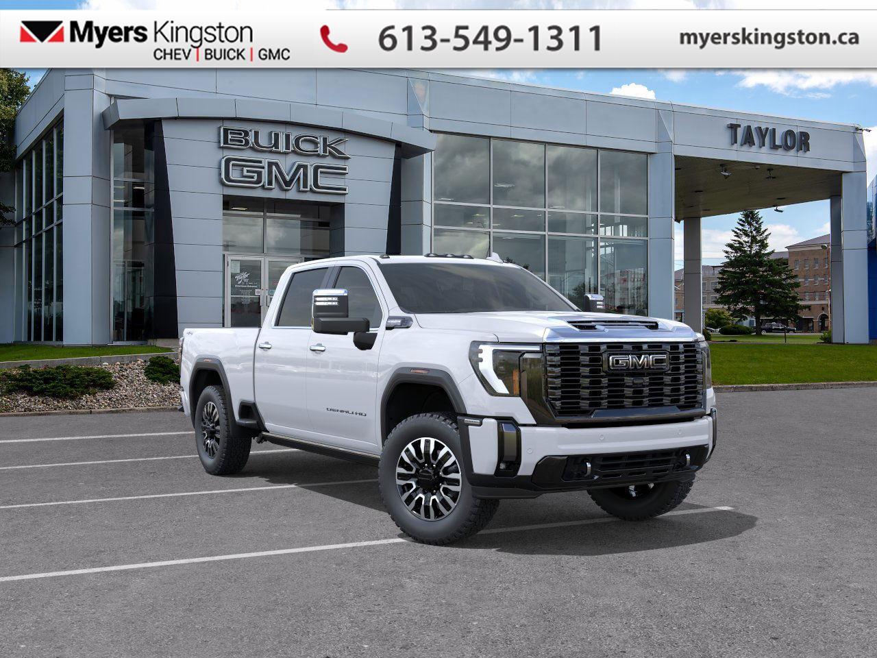 Sunroof,  Massage Seats,  Super Cruise,  Tech Package,  Off-Road Package!    Bold and burly, this GMC 2500HD is built for the toughest jobs without breaking a sweat.  This 2026 GMC 2500HD is highly configurable work truck that can haul a colossal amount of weight thanks to its potent drivetrain. This truck also offers amazing interior features that nestle occupants in comfort and luxury, with a great selection of tech features. For heavy-duty activities and even long-haul trips, the 2500HD is all the truck youll ever need.  This Glacier Wht Tri sought after diesel Crew Cab 4X4 pickup   has an Automatic transmission and is powered by a  470HP 6.6L 8 Cylinder Engine.  Our Sierra 2500HDs trim level is Denali Ultimate. This range-topping trim delivers a perfect balance of luxury, advanced technology, and tough capability. The cabin surrounds passengers in premium comfort with full-grain leather seating featuring heat, ventilation, massage, and 16-way power adjustments, alongside a 13.4 premium infotainment system with Google built-in, a Bose 12-speaker audio system, a 12.3 reconfigurable driver display, and a 15 multicolour Head-Up Display. Designed for versatility, it adds off-road suspension with Rancho shocks, skid plates, Hill Descent Control, and the ProGrade Trailering System with in-vehicle trailering app for seamless towing. Confidence is further enhanced by advanced safety features like HD Surround Vision, Trailer Side Blind Zone Alert, Forward Collision Alert, and Lane Departure Warning, making every journey secure and refined. This vehicle has been upgraded with the following features: Sunroof,  Massage Seats,  Super Cruise,  Tech Package,  Off-Road Package,  Adaptive Cruise Control,  Wireless Charging.  To apply right now for financing use this link: https://www.taylorautomall.com/finance/apply-for-financing/  See dealer for details.  HST, licensing, and Federal luxury tax (if applicable) are extra.  Come by and check out our fleet of 50+ used cars and trucks and 190+ new cars and trucks for sale in Kingston.  o~o