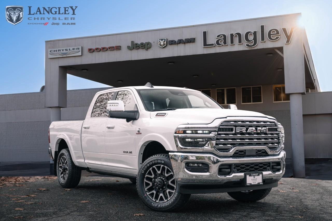 <p><strong>2026 Ram 3500 Limited Longhorn 4x4 Crew Cab 6'4" Box (Diesel)</strong></p><p>The ultimate expression of luxury and heavy-duty capability, featuring a premium Western-themed interior and the segment's highest torque engine. </p><p></p><ul><li><p><strong>Engine:</strong> 6.7L Cummins High-Output (HO) Turbo Diesel Inline-Six </p><p></p></li><li><p><strong>Horsepower/Torque:</strong> 430 hp, 1,075 lb-ft torque (Best-in-Class Base Diesel Torque) </p><p></p></li><li><p><strong>Max Towing (HO):</strong> Up to 36,610 lbs (16,606 kg) (with Gooseneck hitch) </p><p></p></li><li><p><strong>Transmission:</strong> 8-speed TorqueFlite HD Automatic (new for HO Cummins) </p><p></p></li><li><p><strong>Key Luxury Feature:</strong> Premium filigree leather seats and exclusive real wood interior trim </p><p></p></li></ul><p>Come book a test drive at Langley Chrysler, conveniently located in Langley, British Columbia.</p>*All new vehicle purchases are plus the PDI accessory installs and any price increases provided by the manufacturer. For trucks the accessories will include wheel locks, spray-in liners, and mud flaps. For all other vehicles, wheel locks are standard, other equipment may apply. Confirm with the dealer.

<p>*All prices are net of all manufacturer incentives and/or rebates and are subject to change by the manufacturer without notice. All prices plus applicable taxes, applicable environmental recovery charges, documentation of $599 and full tank of fuel surcharge of $76 if a full tank is chosen.<br />Other items available that are not included in the above price:<br />Tire & Rim Protection and Key fob insurance starting from $599<br />Service contracts (extended warranties) for up to 7 years and 200,000 kms starting from $599<br />Custom vehicle accessory packages, mudflaps and deflectors, tire and rim packages, lift kits, exhaust kits and tonneau covers, canopies and much more that can be added to your payment at time of purchase<br />Undercoating, rust modules, and full protection packages starting from $199<br />Flexible life, disability and critical illness insurances to protect portions of or the entire length of vehicle loan?im?im<br />Financing Fee of $500 when applicable<br />Prices shown are determined using the largest available rebates and incentives and may not qualify for special APR finance offers. See dealer for details. This is a limited time offer.</p>