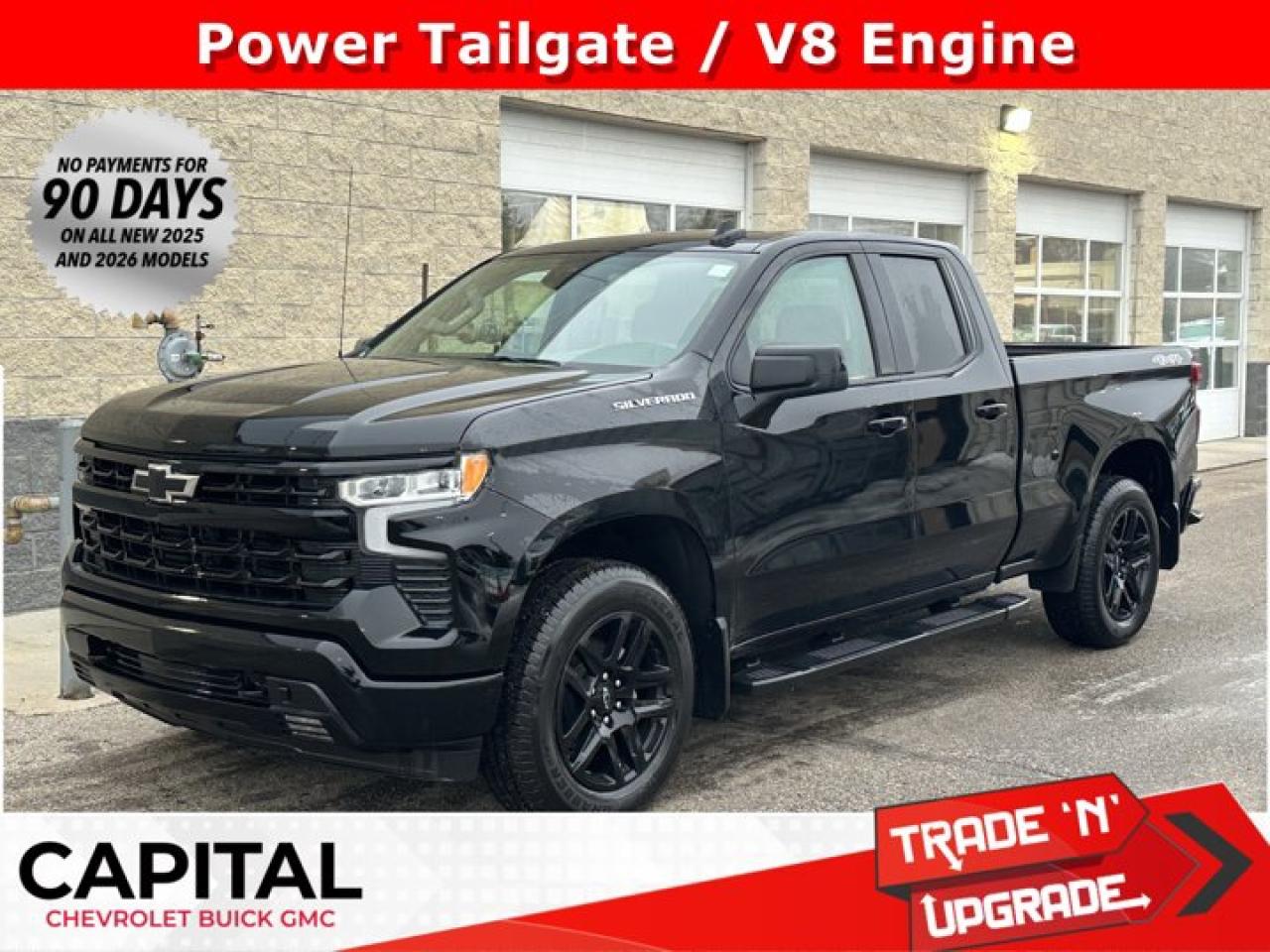 This Chevrolet Silverado 1500 delivers a Gas V8 5.3L/325 engine powering this Automatic transmission. WHEELS, 20 X 9 (50.8 CM X 22.9 CM) HIGH GLOSS BLACK PAINTED ALUMINUM, TRANSMISSION, 10-SPEED AUTOMATIC, ELECTRONICALLY CONTROLLED with overdrive and tow-haul mode. Includes Cruise Grade Braking and Powertrain Grade Braking, TAILGATE, GATE FUNCTION POWER UP/DOWN with power lock and release.* This Chevrolet Silverado 1500 Features the Following Options *RST PREFERRED EQUIPMENT GROUP includes standard equipment, REAR AXLE, 3.23 RATIO, LPO, MOULDED SPLASH GUARDS, BLACK (dealer-installed), LPO, BLACK TUBULAR ASSIST STEPS, 6 RECTANGULAR (dealer-installed), GVWR, 7000 LBS. (3175 KG) (STD), ENGINE, 5.3L ECOTEC3 V8 (355 hp [265 kW] @ 5600 rpm, 383 lb-ft of torque [518 Nm] @ 4100 rpm); featuring available Dynamic Fuel Management that enables the engine to operate in 17 different patterns between 2 and 8 cylinders, depending on demand, to optimize power delivery and efficiency, ENGINE BLOCK HEATER, Wireless Phone Projection for Apple CarPlay and Android Auto, Windows, power rear, express down, Window, power front, passenger express down.* Visit Us Today *For a must-own Chevrolet Silverado 1500 come see us at Capital Chevrolet Buick GMC Inc., 13103 Lake Fraser Drive SE, Calgary, AB T2J 3H5. Just minutes away!