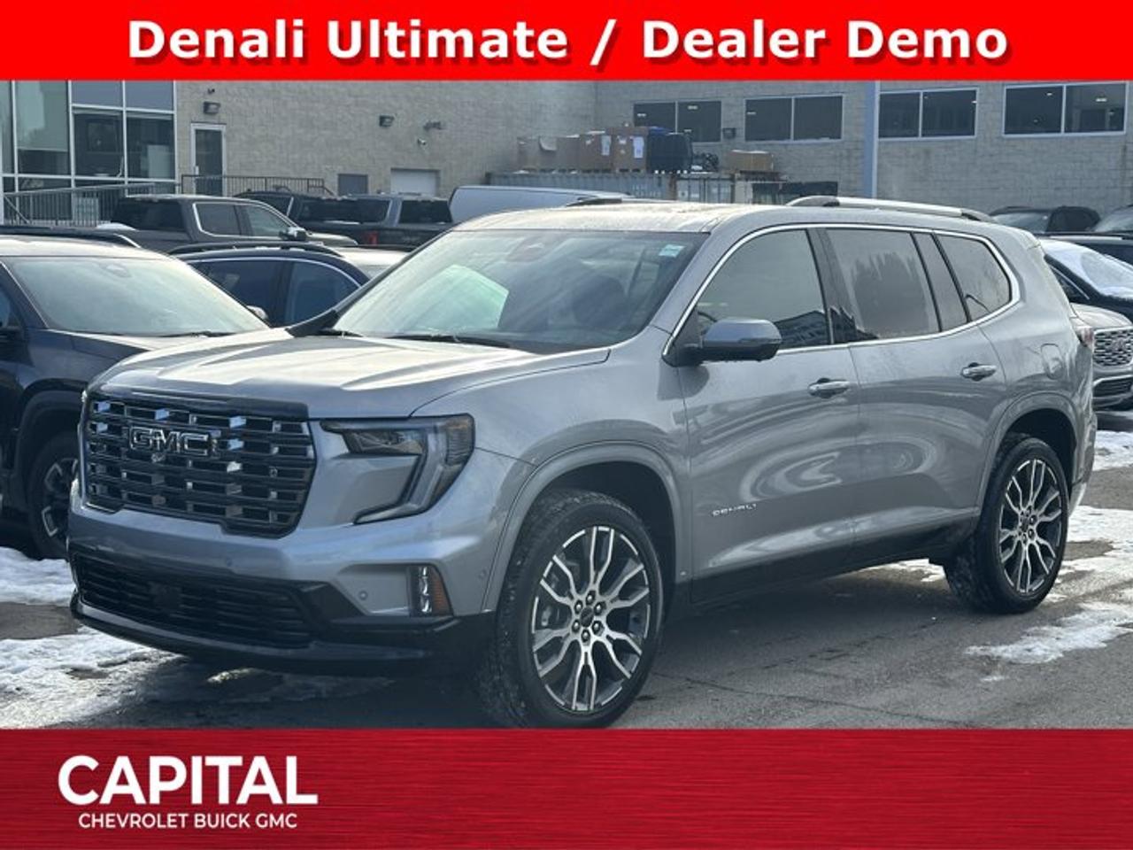 This GMC Acadia delivers a Gas 2.5L/ engine powering this Automatic transmission. TRANSMISSION, 8-SPEED AUTOMATIC (STD), STERLING METALLIC, LPO, INTEGRATED CARGO LINER.*This GMC Acadia Comes Equipped with These Options *LPO, FLOOR LINER PACKAGE includes (RIA) first and second row All-weather floor liners, LPO and (RIB) third row All-weather floor liner, LPO , LPO, ALL-WEATHER FLOOR LINER, FIRST AND SECOND ROW Includes (RIB) third row All-weather floor liner, LPO., LPO, ALL-WEATHER FLOOR LINER, 3RD ROW, ENGINE, 2.5L TURBO DOHC SIDI with Variable Valve Timing (VVT) (328 hp [244 kW] @ 5500 rpm, 326 lb-ft of torque [442 N-m] @ 3500 rpm) (STD), ENGINE BLOCK HEATER, DENALI ULTIMATE PREFERRED EQUIPMENT GROUP includes standard equipment, 3 YEARS SIRIUSXM, Wireless Charging for select devices, Wipers, front intermittent, Rainsense, Wiper, rear intermittent with washer.* Stop By Today *Treat yourself- stop by Capital Chevrolet Buick GMC Inc. located at 13103 Lake Fraser Drive SE, Calgary, AB T2J 3H5 to make this car yours today!