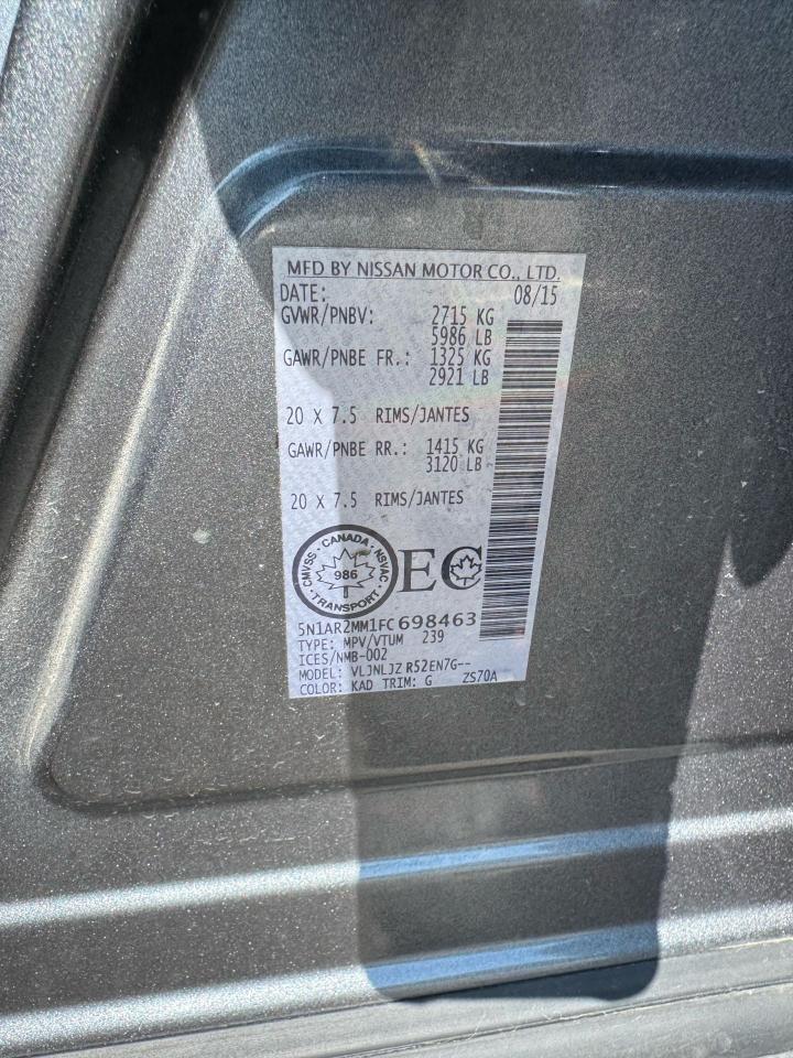 2015 Nissan Pathfinder PLATINUM, LEATHER, NAVI, LOADED, RUNS WELL, AS IS - Photo #18