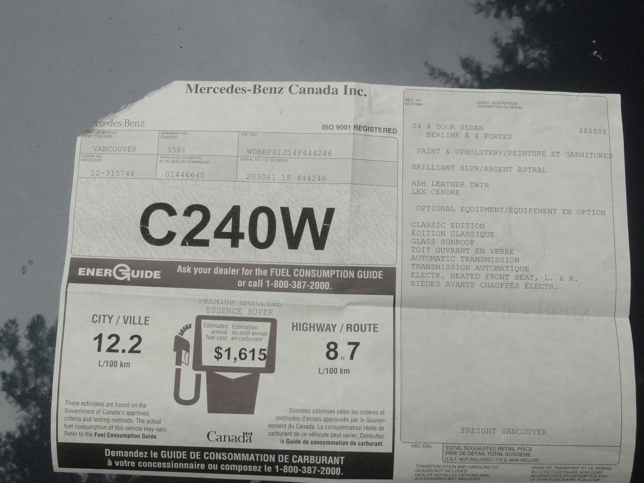 2004 Mercedes-Benz C240 ONLY 71000 KM / DOC FEE ONLY $195.00 - Photo #24