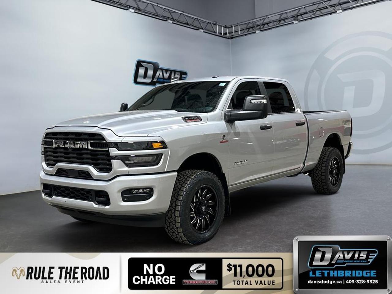 <p><strong>Ram 2500 Big Horn 4x4 Crew Cab 6'4" Box - Silver</strong></p> <p>Experience the perfect combination of power and style with the 2026 Ram 2500 Big Horn, showcasing a stunning silver exterior and a robust 4x4 drivetrain, ensuring excellent handling on varying terrains.</p> <p><strong>Interior Features:</strong></p> <ul><li>Luxurious black interior for a sophisticated look</li><li>Ample space in crew cab with versatile 2nd-row in-floor storage bins</li><li>12" touchscreen display equipped with Uconnect 5 Nav</li><li>Premium audio with 9 Alpine speakers and subwoofer</li><li>Convenient keyless entry and remote start system</li></ul> <p><strong>Exterior Features:</strong></p> <ul><li>Commanding presence with 20" Fuel wheels wrapped in Toyo Open Country tires</li><li>Handy MOPAR Deployable Bed Step and Spray-In Bedliner</li><li>Functional LED bed lighting for enhanced visibility</li><li>Smart and sleek power heated folding telescopic mirrors</li></ul> <p><strong>Technology & Safety Features:</strong></p> <ul><li>Advanced safety with a backup camera and parking sensors</li><li>Adaptive Cruise Control for a comfortable drive</li><li>SiriusXM with 360L and 4G LTE Wi-Fi Hot Spot for endless connectivity</li><li>Driver assistance comes easy with Forward & Reverse Utility Lights and Trailer Tow Pages</li><li>Top-notch towing capability with 5th Wheel/Gooseneck Tow Prep Group</li></ul> <p>This 2026 Ram 2500 Big Horn is the truck designed for those who demand strength, luxury, and advanced technology in their vehicle. Ideal for families and professionals who require reliable performance and comfort on every journey, its ready to be your dependable companion. Don't miss out on the opportunity to own this powerhouse. Contact Davis Dodge Lethbridge now to learn more and schedule a test drive!</p>