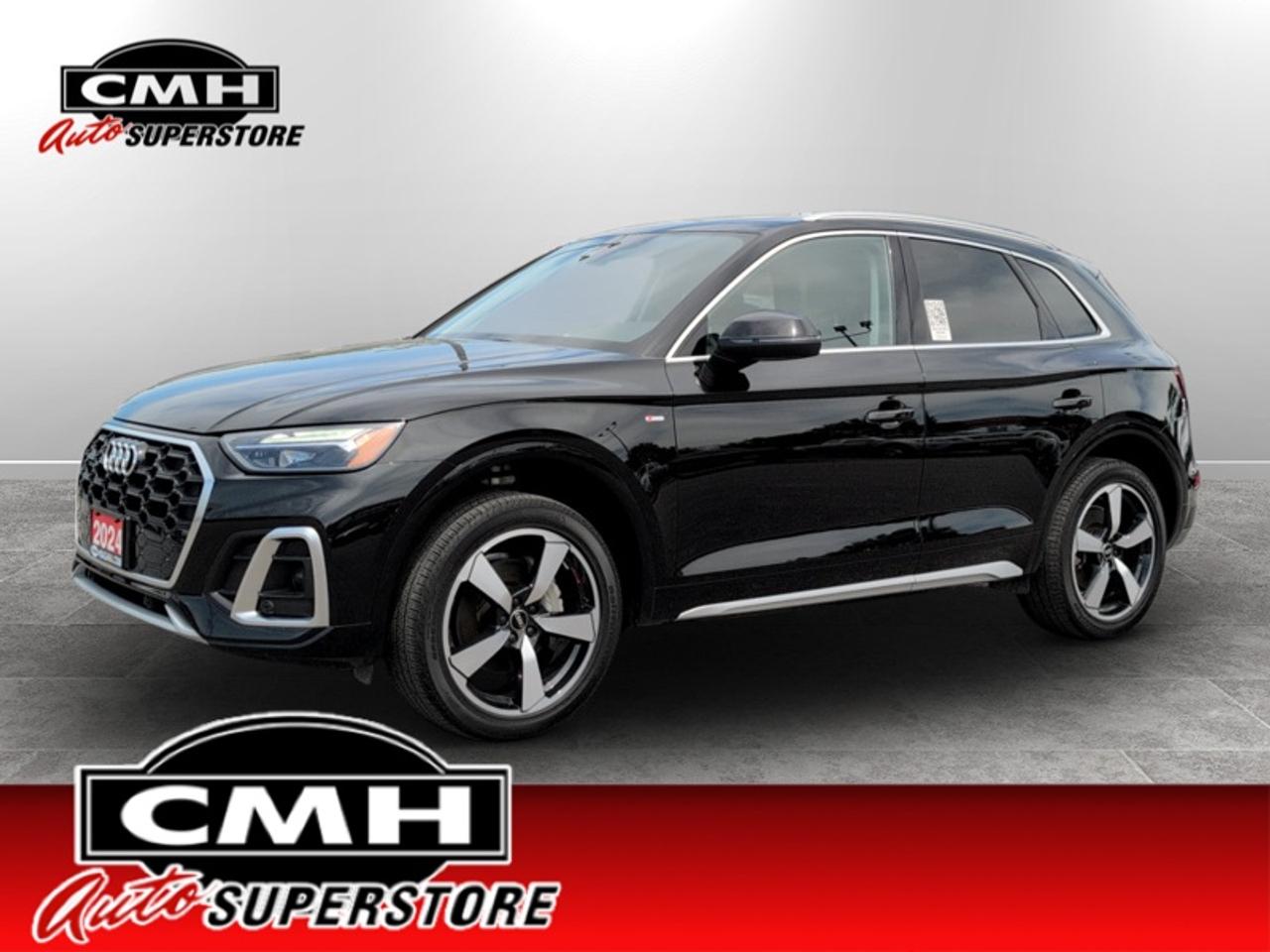 <b>S-LINE PACKAGE !! QUATTRO !! NAVIGATION, REAR CAMERA, PARK SENSORS, BLIND SPOT, ADAPTIVE CRUISE, AUTO HIGH BEAM, RAIN SENSING WIPERS, PANORAMIC SUNROOF, LEATHER, MEMORY SEAT, HEATED SEATS, HEATED STEERING WHEEL, POWER LIFTGATE **PREV. RENTAL**</b><br>  <br>CMH certifies that all vehicles meet DOUBLE the Ministry standards for Brakes and Tires. The advertised price is the promotional financing price. For all other methods of payment, the selling price is $500 higher.<br><br> <br>This 2024 Audi Q5 is for sale today.<br> <br>For luxury SUV buyers who are big on style and technology, this 2024 Audi Q5 is a handsome choice with plenty to like. This vehicle looks good, treats occupants right, and wont seem out of place at the valet stand. This Q5 applies the brands luxury pedigree to the compact-crossover template and features an impeccably-built cabin with upscale features, impressive ergonomics, and a tranquil ride quality. Overall, this Audi Q5 promotes a stately image and delivers a posh driving experience.<br> <br>This SUV has 48,232 km. Its Black in colour. It has an Automatic transmission and is powered by a 261HP 2.0L 4 Cylinder Engine.<br> <br>To apply right now for financing use this link: <a href=https://www.cmhniagara.com/financing/ target=_blank>https://www.cmhniagara.com/financing/</a><br> <br/><br>**PLEASE NOTE:** The functionality and condition of any accessories and aftermarket parts are not guaranteed by CMH Auto Superstore. Examples of such items include, but are not limited to: tonneau covers, radios, cameras, remote starts, vent visors, roof racks, winches, light bars, headlights/tail lights, center caps, running boards, etc. If an aftermarket part is safety-related and found to be defective, it will be replaced by a factory option.<br><b>**CMH Auto Superstore reserves the right to choose to repair, modify, or replace all aftermarket parts (example  headlights) or accessories at its sole discretion.**</b><br><br>Trade-ins are welcome! Financing available OAC ! Price INCLUDES a valid safety certificate! Price INCLUDES a 60-day limited warranty on all vehicles except classic or vintage cars. CMH is a Full Disclosure dealer with no hidden fees. We are a family-owned and operated business for over 30 years! o~o