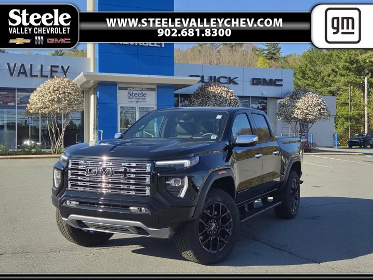 TRANSMISSION, 8-SPEED AUTOMATIC, 8L80 (STD), SUNROOF, POWER INNER SLIDING GLASS with manual shade, REAR AXLE, 3.42 RATIO, ONYX BLACK, ENGINE, TURBOMAX (310 hp [231 kW] @ 5600 rpm, 430 lb-ft of torque [583 Nm] @ 3000 rpm) (STD), Wireless Phone Charging, for portable devices, Wireless Apple CarPlay/Wireless Android Auto, Windows, remote Express-Down, all windows, Windows, power with driver Express-Up and Down, Windows, power rear, express down. This GMC Canyon has a dependable Turbocharged Gas I4 2.7L/ engine powering this Automatic transmission.* Experience a Fully-Loaded GMC Canyon Denali *Window, rear-sliding, manual, Window, power with front passenger Express-Down, Wi-Fi Hotspot capable (Terms and limitations apply. See onstar.ca or dealer for details.), Wheels, 20 x 9 (50.8 cm x 22.9 cm) Diamond Cut Dark Grey Aluminum, Wheel, spare 20 x 9 (50.8 cm x 22.9 cm) aluminum full-size spare, Wheel opening mouldings, Visors, driver and front passenger illuminated sliding vanity mirrors, Vehicle health management provides advanced warning of vehicle issues, USB ports, 2, centre console, charge-only, rear, USB Ports, 2 (first row) Charge/Data ports located on front console, Transfer case, two-speed electronic Autotrac with push button control, includes transfer case shield, Trailering App, System includes checklist, trailer maintenance reminders, trailer security alerts, trailer mileage, tow/haul reminder and trailer electrical diagnostics (Included and only available with (ZL6) ProGrade Trailering System.), Tires, 275/60R20SL AT blackwall, Tire, spare 275/60R20 AT blackwall, Tire Pressure Monitoring System, Tire Fill Alert provides an audible indication when tire pressure is added to a tire that is low. Aids to achieve optimal tire pressure, Theft-deterrent system, unauthorized entry, Teen Driver a configurable feature that lets you activate customizable vehicle settings associated with a key fob, to help encourage safe driving behaviour., Taillamps, LED rear combination, Tailgate, remote locking.* Visit Us Today *Test drive this must-see, must-drive, must-own beauty today at Steele Valley Chevrolet Buick GMC Cadillac, 9184 Commercial Street, New Minas, NS, NS B4N3V9.*Disclaimer*Please verify all information with a Steele Valley representative.