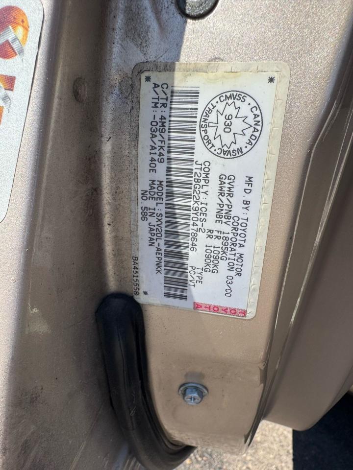 2000 Toyota Camry CE, ALLOYS, AUTO, HAS SPARK ISSUE, AS IS SPECIAL - Photo #15