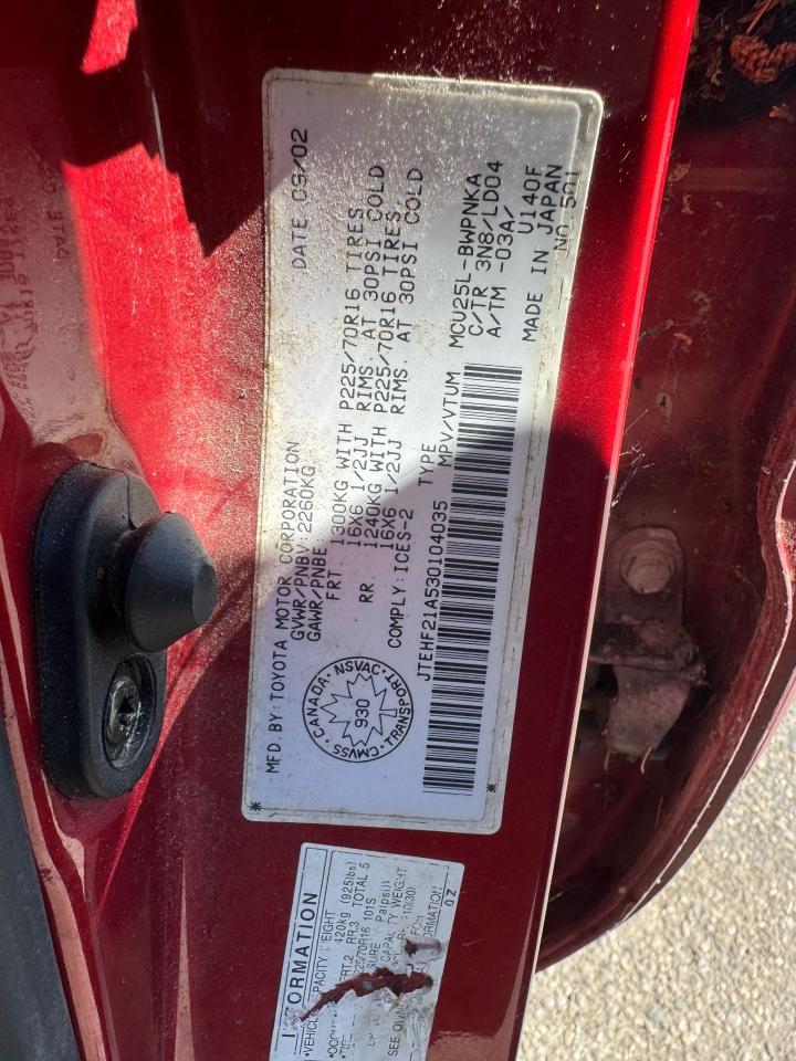 2003 Toyota Highlander 4X4, LEATHER, WAS SITTING, NEEDS FUEL PUMP, AS IS - Photo #15