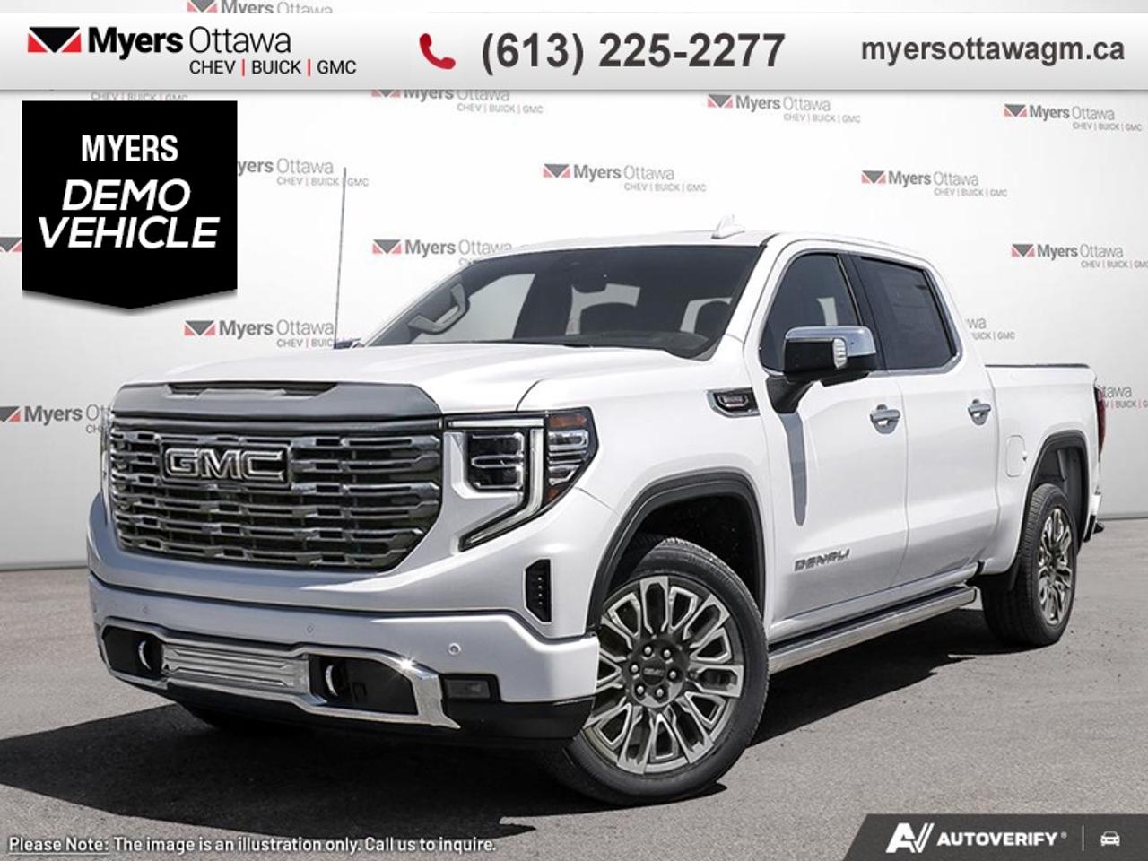 SPECIAL! EMPLOYEE PRICING ON NOW! Was $116869. Now $106100! $10769 discount until Aug 31!  <br> <br/>UPGRADES INC- GLACIER WHITE PAINT, POWER STEPS, 22S, SUNROOF, MASSAGE SEATS <br> <br>This 2026 GMC Sierra 1500 stands out in the midsize pickup truck segment, with bold proportions that create a commanding stance on and off road. Next level comfort and technology is paired with its outstanding performance and capability. Inside, the Sierra 1500 supports you through rough terrain with expertly designed seats and robust suspension. This amazing 2026 Sierra 1500 is ready for whatever.<br> <br>This Glacier White Tricoat Crew Cab 4X4 pickup has an Automatic transmission and is powered by a 420HP 6.2L 8 Cylinder Engine. <br> <br> Our Sierra 1500s trim level is Denali Ultimate. This range-topping trim blends luxury, capability, and advanced safety in one commanding pickup. Its Trailering Package, MultiPro Tailgate, and integrated trailer technology make towing effortless, while GMC Pro Safety features like Forward Collision Alert, Lane Keep Assist, Enhanced Automatic Emergency Braking, and the Safety Alert Seat provide peace of mind. Bold 22-inch wheels, LED lighting, Vader Chrome accents, and power-retractable steps enhance its presence, and the interior offers premium leather seats with heating, ventilation, and massage, plus advanced tech like a 13.4-inch infotainment system, Bose 12-speaker audio, wireless Apple CarPlay/Android Auto, a 12.3-inch digital cluster, Head-Up Display, Super Cruise, and HD Surround Vision. Thoughtful touches including cargo tie-downs, spray-on bedliner, and OnStar connectivity make it a capable, connected, and refined pickup for any adventure. This vehicle has been upgraded with the following features: Leather Seats, Multi-Pro Tailgate Audio, Spray-On Bedliner.<br><br> <br>To apply right now for financing use this link: <a href=https://creditonline.dealertrack.ca/Web/Default.aspx?Token=b35bf617-8dfe-4a3a-b6ae-b4e858efb71d&Lang=en target=_blank>https://creditonline.dealertrack.ca/Web/Default.aspx?Token=b35bf617-8dfe-4a3a-b6ae-b4e858efb71d&Lang=en</a><br> <br/>Weve discounted this vehicle $10769. See dealer for details. <br><br><br> Come by and check out our fleet of 40+ used cars and trucks and 150+ new cars and trucks for sale in Ottawa.  o~o