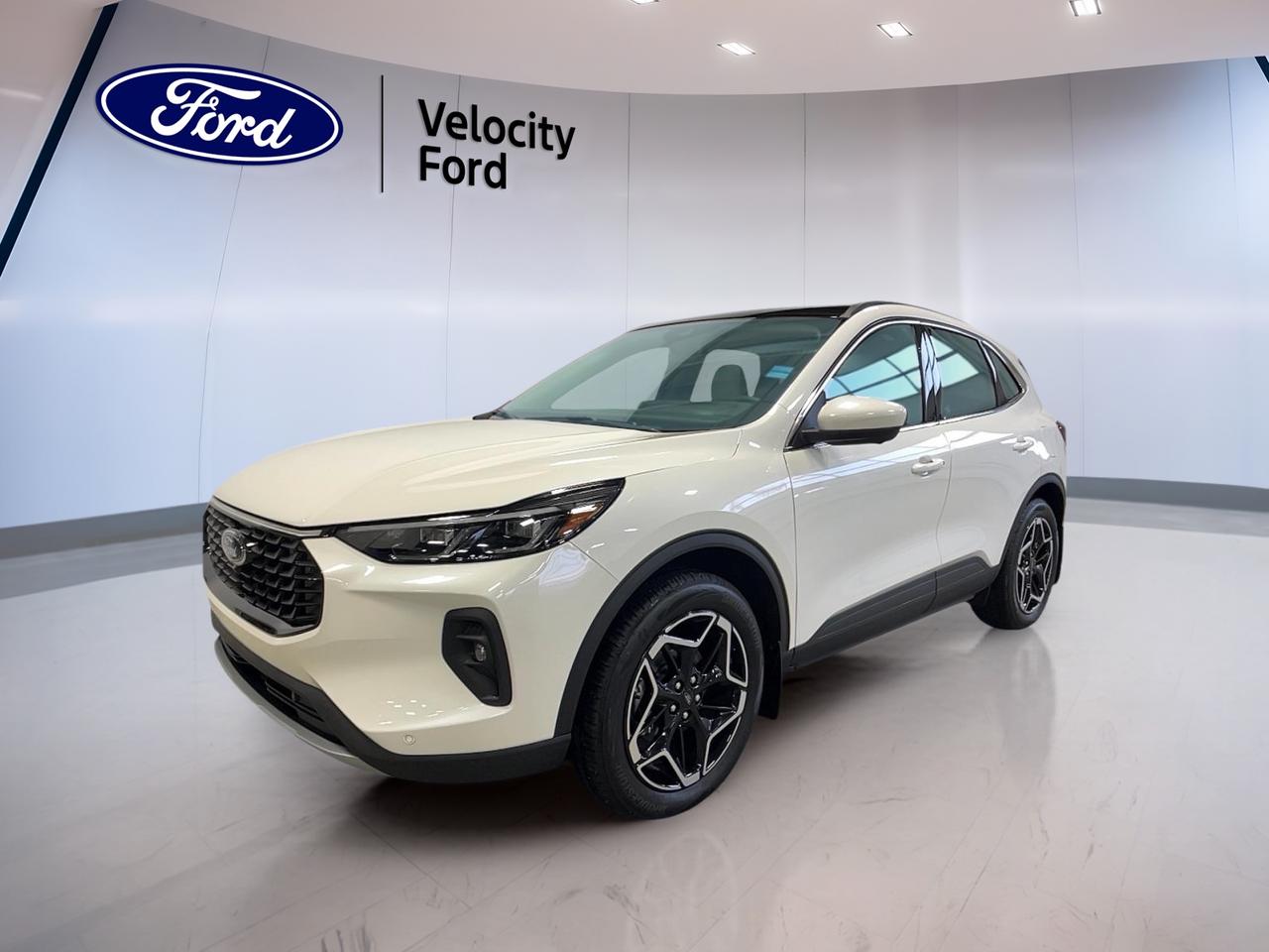 Experience the future of driving with the brand new 2026 Ford Escape Hybrid Platinum, now available at Velocity Ford in Moose Jaw. This striking white SUV features a refined grey interior and advanced hybrid technology, delivering exceptional efficiency without compromising on power. Designed for Canadian roads, it offers all-wheel drive for confidence in any weather.

FEATURES OF THE Escape Hybrid Platinum  
»» All-wheel drive for enhanced year-round traction  
»» 2.5L IVCT Atkinson Cycle I-4 hybrid engine  
»» ECVT automatic transmission for smooth acceleration  
»» Striking white exterior with modern grey interior  

ADVANCED SAFETY FEATURES  
»» Lane keeping system for added peace of mind  
»» Blind spot monitoring for safer lane changes  
»» Pre-collision assist with automatic emergency braking  
»» Adaptive cruise control for stress-free highway travel  

PERFORMANCE AND EFFICIENCY  
»» 2.5L hybrid engine for impressive fuel savings  
»» ECVT transmission for seamless power delivery  
»» All-wheel drive for optimal traction and control  
»» Regenerative braking to maximize energy efficiency  

COMFORT AND CONVENIENCE  
»» Dual-zone automatic climate control for personalized comfort  
»» Power liftgate for easy cargo access  
»» Heated front seats for cold Canadian mornings  
»» Ample rear legroom for passenger comfort  

TECHNONOLGY AND CONNECTIVITY  
»» Large touchscreen infotainment system  
»» Wireless Apple CarPlay and Android Auto compatibility  
»» Premium sound system for immersive audio  
»» Multiple USB ports for device charging  

CARGO SPACE  
»» Spacious rear cargo area for daily needs  
»» Split-folding rear seats for flexible storage  
»» Low load floor for easy packing  
»» Hidden underfloor storage compartment  

WHAT OTHER OWNERS LIKE  
»» Smooth, quiet hybrid driving experience  
»» Excellent fuel economy in city and highway  
»» User-friendly infotainment and connectivity features  
»» Confident handling in all weather conditions  

This 2026 Ford Escape Hybrid Platinums VIN is: 1FMCU9JZ3TUA03938.