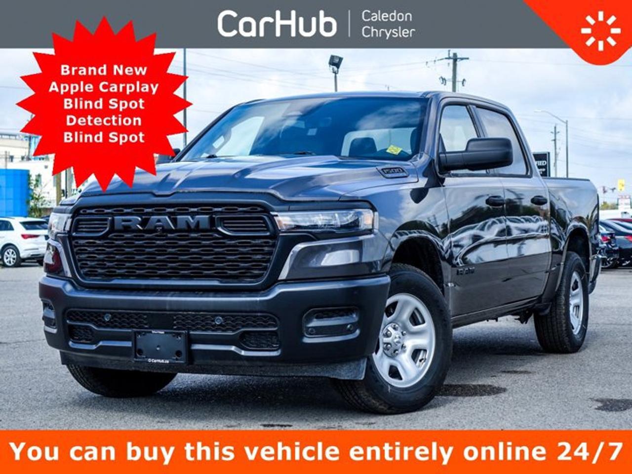 <p>This Brand New Ram 1500 Tradesman 4x4 Crew Cab 57 Box has a dependable Gas V-6 3.6 L/220 engine powering this Automatic transmission. ENGINE: 3.6L PENTASTAR VVT V6 W/ETORQUE (STD), Wireless Phone Connectivity, Wheels: 18 x 7.5 Steel-Painted.Our advertised prices are for consumers (i.e. end users) only.</p><p> </p><p>DRIVE HAPPY SPECIAL ON NOW!<br />Lease:  $115 + tax weekly @ 4.99% / 60 months and $3999 down<br />$5276 due on delivery (+ security deposit if applicable)<br />Buyback $33,151 +hst<br />18,000 km/year<br />Or<br />Finance: $152 + tax weekly @ 4.99% / 96 months and $3999 down and NO PAYMENTS FOR 90 DAYS</p><p>0% Alternative financing also available in lieu of manufacturer rebates - ask for details.</p><p> </p><p>This Ram 1500 Tradesman 4x4 Crew Cab 57 Box Features the Following Options </p><p>Bluetooth</p><p>Remote Start</p><p>Apple Carplay</p><p>Adaptive Cruise Control</p><p>Smart Device Integration</p><p>ParkView Backup Camera</p><p>Mobile Hotspot Internet Access</p><p>Blind Spot Detection Blind Spot</p><p>Forward Collision Warning-Plus</p><p>Active Lane Management System Lane Keeping Assist</p><p>Active Lane Management System Lane Departure Warning</p><p>Auto On/Off Reflector Led Low/High Beam Auto High-Beam Daytime Running Lights Preference Setting Headlamps w/Delay-Off, Wheels w/Hub Covers, Voice Recorder, Vinyl Front 40/20/40 Bench Seat, Variable Intermittent Wipers, Valet Function, Urethane Gear Shifter Material, Transmission: 8-Speed Automatic (DFT), Transmission w/Driver Selectable Mode, Trailer Wiring Harness, </p><p>These options are based on an incoming vehicle, so detailed specs and pricing may differ. Please inquire for more information.</p><p> </p><p> </p><p>Drive Happy with CarHub<br />*** All-inclusive, upfront prices -- no haggling, negotiations, pressure, or games</p><p>*** Purchase or lease a vehicle and receive a $1000 CarHub Rewards card for service</p><p>*** All available manufacturer rebates have been applied and included in our sale price</p><p>*** Purchase this vehicle fully online on CarHub websites</p><p> </p><p>Transparency Statement<br />Online prices and payments are for finance purchases -- please note there is a $850 finance/lease fee. Cash purchases for used vehicles have a $2,350 surcharge (the finance price + $2,350), however cash purchases for new vehicles only have tax and licensing extra -- no surcharge. NEW vehicles priced at over $100,000 including add-ons or accessories are subject to the additional federal luxury tax. While every effort is taken to avoid errors, technical or human error can occur, so please confirm vehicle features, options, materials, and other specs with your CarHub representative. This can easily be done by calling us or by visiting us at the dealership. CarHub used vehicles come standard with 1 key. If we receive more than one key from the previous owner, we include them with the vehicle. Additional keys may be purchased at the time of sale. Ask your Product Advisor for more details. Payments are only estimates derived from a standard term/rate on approved credit. Terms, rates and payments may vary. Prices, rates and payments are subject to change without notice. Please see our website for more details.</p>