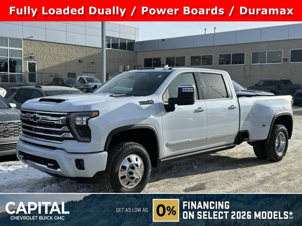 This Chevrolet Silverado 3500HD delivers a Turbocharged Diesel V8 6.6L/403 engine powering this Automatic transmission. TRANSMISSION, 10-SPEED AUTOMATIC, TECHNOLOGY PACKAGE includes (DRZ) Rear Camera Mirror and (UV6) 15 Diagonal Head-Up Display, TAILGATE, MULTI-FLEX with six functional load/access features, NOTE: Auto release can be disabled if ball hitch is installed. See Owners manual for details.* This Chevrolet Silverado 3500HD Features the Following Options *LPO, HITCH PACKAGE Gooseneck ball and chain tiedown kit with case, (dealer-installed), LPO, DARK ESSENTIALS PACKAGE includes (RIK) Black Silverado nameplates, along with where applicable, Trim Badges, LPO, (SFZ) Black bowtie, LPO and (SB7) Black tailgate CHEVROLET lettering, LPO, (dealer-installed), GOOSENECK / 5TH WHEEL PREP PACKAGE -- Hitch platform to accept Gooseneck or 5th Wheel hitch. Includes hitch platform with tray to accept ball, stamped bed holes with removable caps installed and bed mounted 7-pin trailer harness (similar to UY2 harness). , REAR AXLE, 3.42 RATIO, POLAR WHITE TRICOAT, LPO, MULTI-FLEX TAILGATE AUDIO SYSTEM BY KICKER (dealer-installed), LPO, BLACK NAMEPLATES (dealer-installed), LPO, BLACK BOWTIE EMBLEM, FRONT (dealer-installed), LPO, ALL-WEATHER FLOOR LINERS 1st and 2nd rows on Crew Cab and Double Cab, 1st row only on Regular Cab, (includes Chevrolet Bowtie logo on front mats), HIGH IDLE SWITCH.* Visit Us Today *Come in for a quick visit at Capital Chevrolet Buick GMC Inc., 13103 Lake Fraser Drive SE, Calgary, AB T2J 3H5 to claim your Chevrolet Silverado 3500HD!