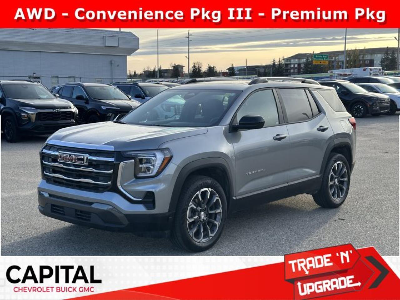 Recent Arrival!Ask for the Internet Department for more information or book your test drive today! Call 403-256-4960 for fast answers at your fingertips! Disclaimer: All prices are plus taxes. See dealer for details. AMVIC Licensed Dealer # B2020028.2025 Terrain 8-Speed Automatic with Overdrive AWD Terrain Elevation, AWD, 2-Way Power Driver Lumbar Seat Adjuster, 2-Way Power Front Passenger Lumbar Seat Adjuster, 3-Channel Programmable Universal Home Remote, 8-Way Power Driver Seat Adjuster, 8-Way Power Passenger Seat Adjuster, Active Cruise Control, AutoSense Hands-Free Power Programmable Liftgate, Brushed Aluminum Roof Rails, Cabin Humidity & Windshield Temperature Sensor, Convenience Package II, Convenience Package III, CoreTec Seat Trim, Dual-Zone Automatic Climate Control, Elevation Premium Package, Front Bucket Seats, Front Intermittent RainSense Wipers, Heated Rear Outboard Seating Positions, Heated steering wheel, Heated Wiper Park, Memory Package, Overhead Sunglass Storage, Ventilated Driver Seat, Ventilated Front Passenger Seat, Wheels: 19 Technical Grey Machined-Face Aluminum, Wireless Charging For Devices.