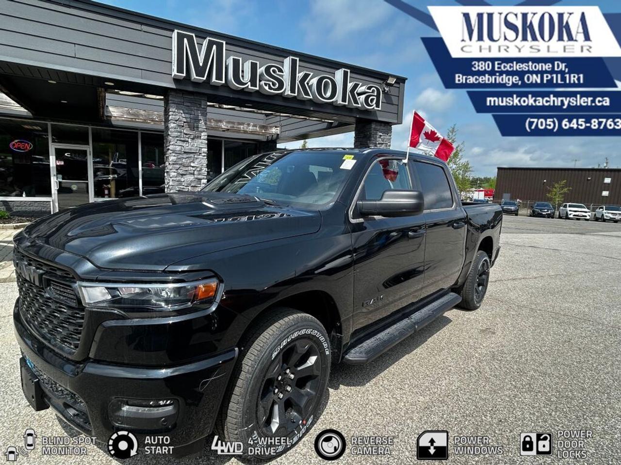 This RAM 1500 EXPRESS, with a 3.0L I-6 twin turbo engine engine, features a 8-speed automatic transmission, and generates 9.9 highway/13.2 city L/100km. Find this vehicle with only 25 kilometers!  RAM 1500 EXPRESS Options: This RAM 1500 EXPRESS offers a multitude of options. Technology options include: Voice Recorder, 2 LCD Monitors In The Front, MP3 Capability, Radio w/Seek-Scan, Clock, Speed Compensated Volume Control, Aux Audio Input Jack, Voice Activation, Radio Data System and External Memory Control, Satellite Radio.  Safety options include Variable Intermittent Wipers, Airbag Occupancy Sensor, Curtain 1st And 2nd Row Airbags, Dual Stage Driver And Passenger Front Airbags, Dual Stage Driver And Passenger Seat-Mounted Side Airbags.  Visit Us: Find this RAM 1500 EXPRESS at Muskoka Chrysler today. We are conveniently located at 380 Ecclestone Dr Bracebridge ON P1L1R1. Muskoka Chrysler has been serving our local community for over 40 years. We take pride in giving back to the community while providing the best customer service. We appreciate each and opportunity we have to serve you, not as a customer but as a friend