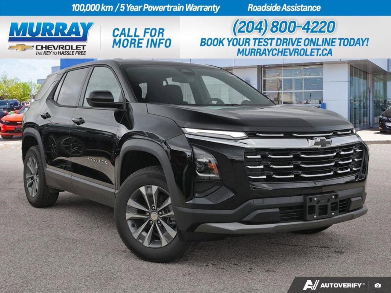 *Remote Engine Start* *Lane Departure Warning* *Heated Front Seat(s)*  Step into the future with the 2026 Chevrolet Equinox AWD LT, a stunning sport utility vehicle available in the striking Mosaic Black Metallic finish. This Equinox, found in Winnipeg, is crafted for those who appreciate the finer things in life. With its Turbocharged Gas I4 1.5L engine, this SUV delivers impressive power and efficiency, while the 8-Speed Automatic transmission ensures a smooth and responsive drive.  The Equinox is designed with comfort and technology at its core. Experience ultimate convenience with features like Keyless Entry and Keyless Start, making your daily drive seamless and hassle-free. Stay connected with the state-of-the-art WiFi Hotspot, and enjoy the added safety of the Blind Spot Monitor and Rear Collision Mitigation, keeping you and your passengers safe on every journey.  Inside, the Equinox offers a welcoming atmosphere with Black Cloth Seat Trim, heated front seats, and a heated steering wheel, ensuring comfort no matter the season. The sleek aluminum wheels and black bowtie emblems on the exterior add a touch of sophistication, making this Equinox not just a vehicle, but a statement. With a suite of advanced safety features like Front Collision Mitigation and Lane Keeping Assist, this SUV is prepared for the road ahead.  Visit us at Murray Chevrolet Winnipeg to experience the 2026 Chevrolet Equinox AWD LT, a remarkable combination of style, performance, and cutting-edge technology.  Dealer Permit #1740