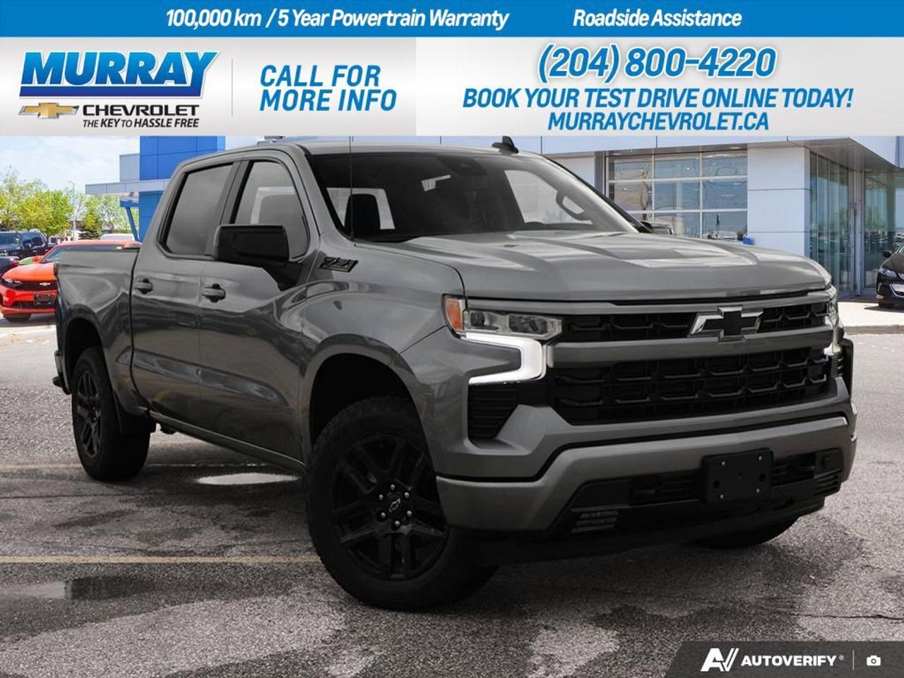 * ENGINE 5.3L ECOTEC3 V8 * * TRANSMISSION 8-SPEED AUTOMATIC * * Z71 OFF-ROAD PACKAGE *  Experience the perfect blend of power and precision with the 2026 Chevrolet Silverado 1500 RST, available right here in Winnipeg. This Crew Cab Pickup is equipped with a robust 5.3L EcoTec3 V8 engine, delivering a thrilling 355 horsepower and 383 lb-ft of torque, expertly managed by an 8-speed automatic transmission. Whether youre towing, hauling, or just hitting the open road, the electronically controlled transmission with overdrive and tow/haul mode ensures smooth, responsive shifts every time.  The Silverados Z71 Off-Road Package is designed for those who crave adventure. It includes an Off-Road suspension, Hill Descent Control, skid plates, and a 2-speed transfer case, making it perfect for tackling challenging terrains with confidence. The 20 high gloss black painted aluminum wheels and all-terrain tires not only enhance performance but also add a touch of rugged elegance to this striking Sterling Grey Metallic pickup.  Inside, youll find a comfortable and connected environment with features like the Jet Black cloth seat trim, all-weather floor liners, and a comprehensive safety suite. Enjoy seamless connectivity with Bluetooth, WiFi hotspot, and smart device integration, while advanced safety features like Front Collision Mitigation, Lane Keeping Assist, and Automatic Highbeams keep you secure on every journey.  With its eye-catching design and exceptional capabilities, the 2026 Chevrolet Silverado 1500 RST is ready to redefine your driving experience. Visit us at Murray Chevrolet Winnipeg to explore this remarkable vehicle today.   Dealer Permit #1740
