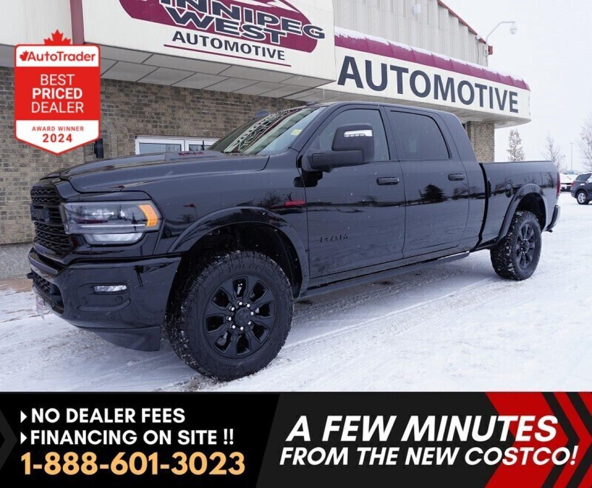 *** Dealer arranged financing on site! Quick, Simple,  no calls or waiting on bank appointments required!! Drive away today ***   NO ADMINISTRATION FEES!!
WOW FACTOR! THIS NIGHT EDITION RAM 3500 LIMITED MEGA CAB HAS ONLY 22K KMS!
 
This truck is the total package  style, power, luxury, and capability. Still as-new, ONE-OWNER Western Canadian truck, and loaded with every possible option. With VERY low kms and a build that cost over $125,000 NEW (PLUS $7,500 luxury tax!), you can now save over $35,000 from new for only 22,000kms easy kms and this truck still is AS NEW inside and out and even smells fresh and NEW!!! Drive away in one of the sharpest heavy-duty diesels on the road today AND SAVE BIG!!!

Performance & Power

-High Output 6.7L Cummins Turbo Diesel  MASSIVE 420 HP & 1075 lb-ft torque
-Heavy Duty AISIN 6-Speed Automatic Transmission
-Auto 2-Stage 4x4 Transfer Case
-Anti-Spin Differential Rear Axle
-Factory Tow Package w/ 5th Wheel & Gooseneck Prep
-Auto-Leveling Rear Suspension, Factory Brake Controller & Exhaust Brake
-220 Amp Alternator  Built to haul, tow, and perform

Limited Night Edition Styling

-Full Blackout Package with Sport Performance Hood
-20 Limited Night Edition Premium Alloys
-Factory Spray-In Bedliner
-Power Deployable Running Boards
-Full LED Lighting for that bold, modern look

Luxury Interior & Tech

-Premium Black Leather Interior  Heated & Ventilated Seats
-Heated Steering Wheel + 2nd Row Heated Seats
-Memory 10-Way Power Driver + 6-Way Passenger Seat
-Dual Zone Auto Climate Control
-Panoramic Sunroof & Power Rear Sliding Window
-Huge 12 Uconnect 5 NAV Touchscreen w/ Full Touch Controls
-Apple CarPlay, Android Auto, Wireless Charging
-Harman Kardon 17-Speaker Premium Audio  Concert-level sound

Safety & Driver Assist

-Adaptive Cruise Control with Stop
-Lane Keep Assist & Adaptive Steering
-Blind Spot Monitoring w/ Cross Path Detection
-Full-Speed Forward Collision Warning Plus
-Surround View 360&deg; Camera System + Cargo & Backup Cameras

Why This Truck?

-Only 22,000 kms  barely broken in
-1-Owner, Flawless, Western Canadian history
-Top-of-the-line Limited Mega Cab  fully loaded with every option
-Save THOUSANDS vs new replacement cost
-Ready for work, towing, or luxury family hauling  the truck that does it all

Dont wait! Trucks like this are next to impossible to find in this condition with this low mileage. A rare opportunity to own one of the best-equipped, most powerful, and most luxurious HD pickups on the market today.

Comes with a Manitoba Safety Certification, and we have many Extended Powertrain warrantys available on your vehicle purchase up to 10-year coverage (on eligible vehicles see dealer for details). Financing on site with Zero down financing OAC. Trades accepted. View at Winnipeg West Automotive Group, 5195 Portage Ave. (only a couple of minutes past the new Costco) Dealer permit # 6007, Call now 1(888) 601-3023. This Car is located in Winnipeg Manitoba,  however we can have it shipped anywhere in North America relatively inexpensively.