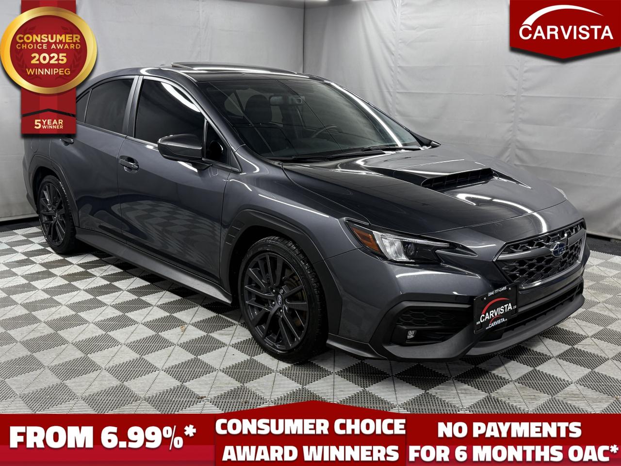 CONSECUTIVE COMSUMER CHOICE AWARD WINNERS FOR OUTSTANDING BUSINESS! LOW DEALER FINANCING RATES*, NO PAYMENTS FOR 6 MONTHS*!

5 years running, consecutive receivers of the prestigious Consumer Choice Award in 2021, 2022, 2023, 2024 and 2025! Low rate dealer arranged financing available! 
At Carvista we offer a unique buying experience, with no deceiving finance gimmicks and trades are welcome but not required! Carvista is a family operated business that has been in business for over 25 years, and has earned a A+ BBB Accreditation and outstanding consumer accolades. Offering 175 quality pre-owned vehicles, all are certified and Carfax verified, most with remaining factory warranty and a modern facility located on Winnipegs Regent Ave strip. We welcome you to visit us at 1201 Regent Ave W, at Carvista, and drive away in a like new vehicle for less. In many cases we can offer no payments for 6 months! Dont let your trade or credit stop you, we accept any kind, any time. CARVISTA.CA, "Where the deals are".
 Prices and payments exclude GST OR PST Carvista Inc. 
Dealer Permit # 1211, Category: Used Vehicle 
Please verify all ad details with a Carvista sales person, vehicle may not be exactly as shown.