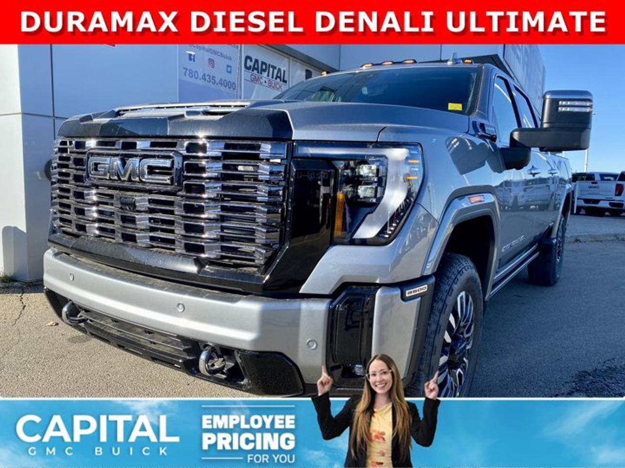 Check out this 2026 GMC SIERRA 3500 HD Denali Ultimate Duramax Diesel... This fully-loaded Heavy Duty comes equipped with every option, including Heated and Cooling Seats, Heated Steering, Power Assist Steps, Exclusive Alpine Umber Interior, Power Sunroof, Technology Package, 360 Cam, Rear Streaming Camera Mirror, Heads-up Display, Heated Rear Seats, Adaptive Cruise Control, Wireless Charging, MultiPro Tailgate, and so much more... CALL NOW!Ask for the Internet Department for more information or book your test drive today! Text 507-585-4395 for fast answers at your fingertips!AMVIC Licensed Dealer - Licence Number B1044900