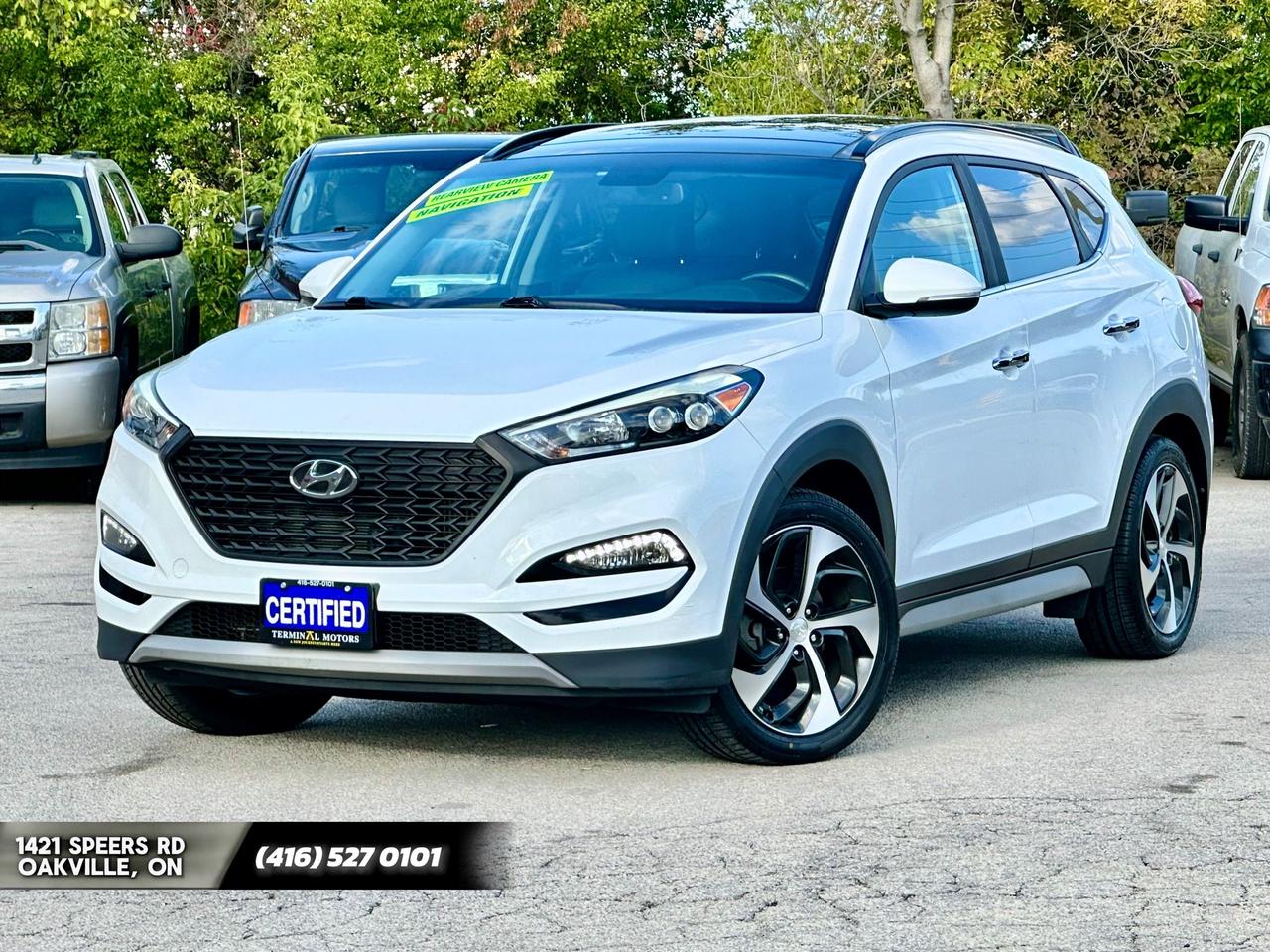 <div><span style=font-size: 1em;>♦️ CERTIFIED</span><br></div><div>♦️ 2 YEARS WARRANTY INCLUDED</div><div>&nbsp;♦️ NO ACCIDENTS</div><div>&nbsp;♦️ LIMITED TRIM – FULLY LOADED</div><div>♦️ LOW KMS – ONLY 97,000&nbsp;</div><div><br></div><div>&nbsp;NEW ARRIVAL – 2017 HYUNDAI TUCSON LIMITED.&nbsp;</div><div>HAS BEEN METICULOUSLY MAINTAINED BY HYUNDAI.

NEW BRAKES, NEW TIRES, AND A NEW BATTERY – ALL DONE AT HYUNDAI.
SAFETY HAS ALSO BEEN COMPLETED AT HYUNDAI.</div><div><br></div><div>&nbsp;•    97,000 KMS&nbsp;</div><div><br></div><div>&nbsp;EQUIPPED WITH:</div><div>&nbsp;•    1.6L TURBOCHARGED ENGINE</div><div>&nbsp;•    ALL-WHEEL DRIVE (AWD)</div><div>&nbsp;•    LEATHER SEATS</div><div>&nbsp;•    HEATED FRONT SEATS</div><div>&nbsp;•    HEATED STEERING WHEEL</div><div>&nbsp;•    PANORAMIC SUNROOF</div><div>&nbsp;•    APPLE CARPLAY & ANDROID AUTO</div><div>&nbsp;•    BACKUP CAMERA & PARKING SENSORS</div><div>&nbsp;•    BLUETOOTH CONNECTIVITY</div><div>&nbsp;•    NAVIGATION SYSTEM</div><div>&nbsp;•    DUAL-ZONE CLIMATE CONTROL</div><div>&nbsp;•    POWER TAILGATE</div><div>&nbsp;•    ALLOY WHEELS
    •    AND MORE…&nbsp;</div><div><br></div><div>## BEING SOLD CERTIFIED WITH SAFETY INCLUDED IN THE PRICE!

PRICE + HST – NO EXTRA OR HIDDEN FEES

PLEASE CONTACT US TO BOOK YOUR APPOINTMENT FOR VIEWING AND TEST DRIVE.

TERMINAL MOTORS

1421 SPEERS RD, OAKVILLE, ON
L6L2X5

(416) 527-0101&nbsp;</div>