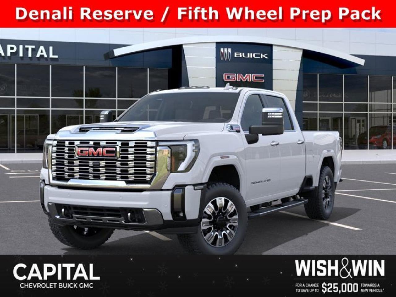 This GMC Sierra 3500HD delivers a Turbocharged Diesel V8 6.6L/ engine powering this Automatic transmission. TRANSMISSION, 10-SPEED AUTOMATIC, REAR AXLE, 3.42 RATIO, PREMIUM FLOOR LINERS WITH REMOVABLE CARPET INSERT, FRONT.*This GMC Sierra 3500HD Comes Equipped with These Options *LPO, HITCH PACKAGE Gooseneck ball and chain tiedown kit with case, (dealer-installed), HEAVY DUTY FRONT SPRING/CAMPER PACKAGE Note: If ordered for Camper usage, recommend ordering (UY2) Trailering wiring provisions, GOOSENECK / 5TH WHEEL PREP PACKAGE -- Hitch platform to accept Gooseneck or 5th Wheel hitch. Includes hitch platform with tray to accept ball, stamped bed holes with removable caps installed and bed mounted 7-pin trailer harness (similar to UY2 harness)., DENALI RESERVE PACKAGE includes (CWM) Technology Package and (CF5) power sunroof , POLAR WHITE TRICOAT, LPO, BODY COLOUR WHEEL ARCH MOULDINGS (dealer-installed), HIGH IDLE SWITCH, GVWR, 12,100 LBS. (5488 KG) WITH SINGLE REAR WHEELS, ENGINE, DURAMAX 6.6L TURBO-DIESEL V8, B20-DIESEL COMPATIBLE (470 hp [350.5 kW] @ 2800 rpm, 975 lb-ft of torque [1322 Nm] @ 1600 rpm) (Includes (K05) engine block heater.), DENALI PREFERRED EQUIPMENT GROUP includes standard equipment.* Stop By Today *Come in for a quick visit at Capital Chevrolet Buick GMC Inc., 13103 Lake Fraser Drive SE, Calgary, AB T2J 3H5 to claim your GMC Sierra 3500HD!