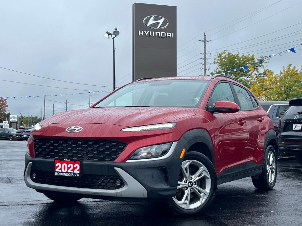 <p>Introducing the 2022 Hyundai Kona 2.0L Preferred Special Edition AWD in a striking red finish, driven by a robust AWD drivetrain that ensures exceptional handling across various terrains. The Kona's stylish exterior is complemented by sleek alloy wheels and a practical sunroof/moonroof, perfect for those who enjoy a touch of the outdoors.</p> <p>Inside, the Kona takes comfort to the next level with its inviting black interior, heated front seats, and a leather steering wheel designed for both functionality and style. With smart device integration, seamlessly connect your phone to the Kona's infotainment system, while the convenience of power windows and a roomy cabin enhances your driving experience.</p> <p>Stay confidently in control with the Konas impressive technology suite, including a crystal-clear backup camera and advanced safety features such as lane assist and brake assist. Enjoy the peace of mind offered by smart driver-assistance technologies, all while indulging in the clarity of satellite radio.</p> <p>Perfectly suited for families and adventurers alike, this SUV merges practicality and innovation. Don't miss the opportunity to own this fantastic vehiclecontact our dealership today to learn more about how you can drive away in your 2022 Hyundai Kona.</p> <p><strong>Why Choose the Bourgeois Auto Group?</strong></p><p>For 80 years, Bourgeois Auto Group has been delivering exceptional automotive experiences. Our factor trained teams work to ensure you receive the shopping experience you deserve; whether you're looking for a new or new-to-you vehicle.</p><p>Shop 24/7 with our online showroom and chat service, ensuring convenience every step of the way. No hidden fees, full disclosure, and every pre-owned vehicle comes with a Carfax® report for peace of mind.</p><p>We offer a wide selection of pre-owned vehicles, all competitively priced using real-time market data. Get the best deal on your purchase and trade-in with our free Live Market Analysis report.</p><p>Looking to sell your car? We buy any make or modelno purchase required. Our simple to use online trade valuation tool will provide you with a clear, transparent selling experience whether you buy our car or not.</p><p>Backed by hundreds dedicated employees across 4 convenient locations, were here to meet all your automotive needs. Visit us in Midland or Parry Sound and explore our inventory or schedule your next service today.</p> <p><strong>Financing Your Next Vehicle with Bourgeois Midland Hyundai:</strong></p><p>At Bourgeois Midland Hyundai, we make financing your next vehicle simple and stress-free! Our team works with trusted lenders to find flexible options tailored to your budget. Drive away with confidenceapply today!</p><p>Take advantage of our online pre-qualification tool, backed by Equifax and TD Bank to find the payment that works for you. Simply <a href=https://www.bourgeoishyundai.com/pre-qualify-for-financing/ rel=nofollow><strong>CLICK HERE</strong></a> to use our secure online credit tool with no impact to your credit. </p>