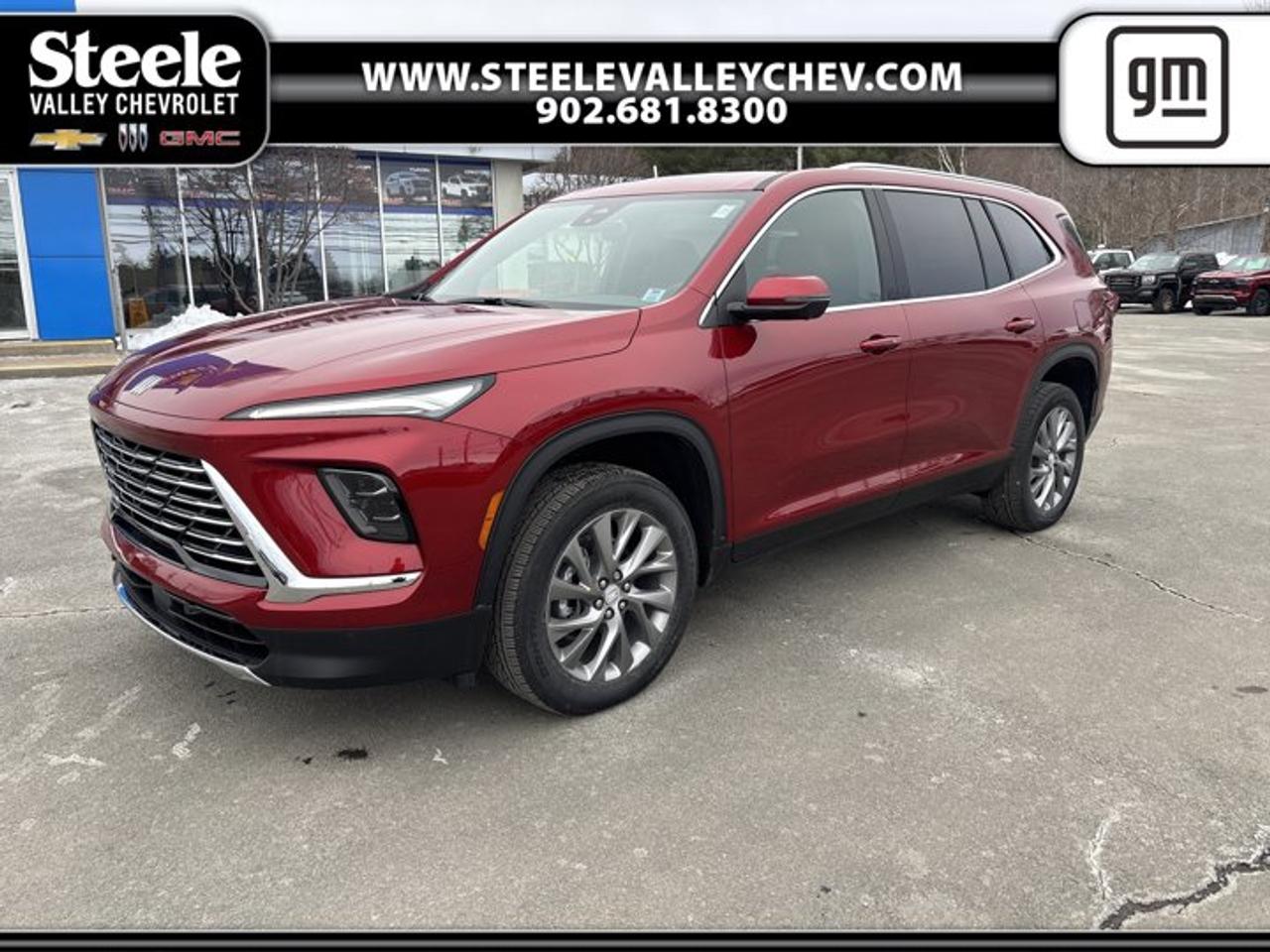 TRANSMISSION, 8-SPEED AUTOMATIC, ELECTRONICALLY CONTROLLED (STD), PREFERRED EQUIPMENT GROUP Includes standard equipment, ENGINE, 2.5L TURBO DOHC SIDI WITH VARIABLE VALVE TIMING (VVT) (328 hp [244 kW] @ 5500 rpm, 326 lb-ft of torque [442 N-m] @ 3500 rpm) (STD), CHERRY RED TINTCOAT, Wireless Phone Charging, Wireless Google Android Auto, Wireless Apple CarPlay, Wipers, front intermittent, Wiper, rear intermittent with washer, Windows, power with driver Express-Up and all windows Express-Down. This Buick Enclave has a dependable Gas 2.5L/ engine powering this Automatic transmission.*This Buick Enclave Preferred Has Everything You Want *Window, rear side, solar absorbing, privacy tinting, Wi-Fi Hotspot capable (Terms and limitations apply. See onstar.ca or dealer for details.), Wheels, 20 (50.8 cm) Alloy with Medium Android Finish, Wheel, spare, 18 x 4.5 (45.7 cm x 11.4 cm) steel, Visors, driver and front passenger illuminated vanity mirrors, Vehicle health management provides advanced warning of vehicle issues, USB ports, single charge, 2 type-C, third row, USB ports, 2 type-C located on back of centre console, charge-only, USB ports, 2 (first row) Charge/Data ports located on front console, Traffic Sign Recognition, Traction control, electronic, Tires, P255/55R20 all-season blackwall, Tire, compact spare, T135/70R18, blackwall, Tire Pressure Monitoring System, auto learn, Theft-deterrent system, vehicle, PASS-Key III, engine immobilizer with content theft alarm, Teen Driver configurable feature that lets you activate customizable vehicle settings associated with a key fob, to help encourage safe driving behaviour. It can limit certain available vehicle features, and it prevents certain safety systems from being turned off. An in-vehicle report card gives you information on driving habits and helps you to continue to coach your new driver, Tail lamps, base, Suspension, Performance, Storage system, rear cargo area under floor, Steering wheel, wrapped, round bottom.* Stop By Today *Treat yourself- stop by Steele Valley Chevrolet Buick GMC Cadillac located at 9184 Commercial Street, New Minas, NS, NS B4N3V9 to make this car yours today!*Disclaimer*Please verify all information with a Steele Valley representative.