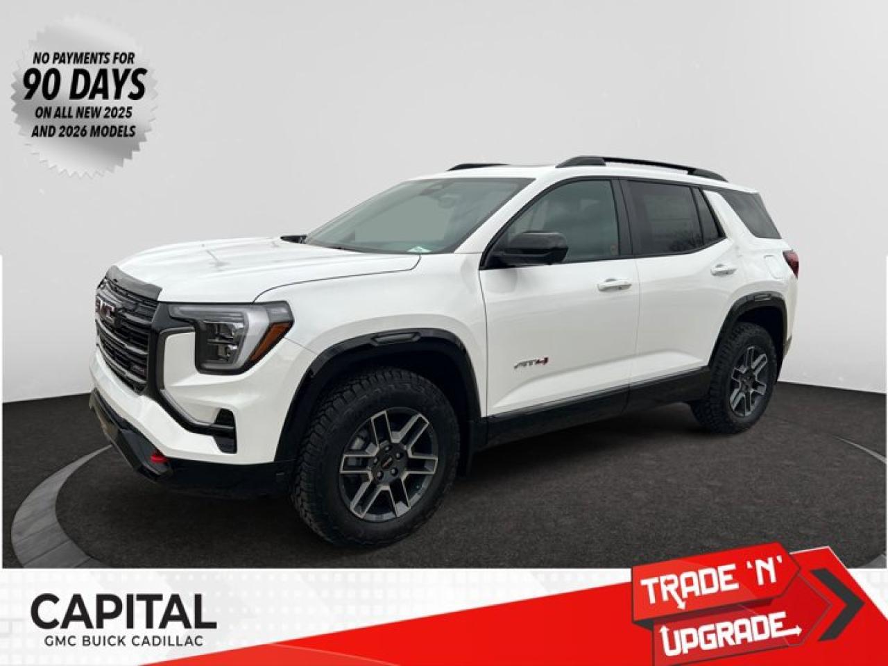 This 2026 GMC Terrain in Summit White is equipped with AWD and Turbocharged Gas I4 1.5L/-TBD- engine.From its striking C-shaped LED signature lighting to its stunning floating roof, this GMC Terrain has been refined on every level. With three distinctive options, every trim boasts its own distinctive grille that makes a lasting first impression and sets a bold tone for the rest of the vehicles exterior. Striking LED signature lighting on the taillamps complete Terrains bold design from front to back. Terrains interior seamlessly incorporates exterior design cues to create a cohesive look. Youll find a combination of bold styling, first-class comfort and plenty of space proving its as much about refinement as it is utility. Terrains interior features a standard leather wrapped steering wheel, real aluminum trim and soft-touch materials to enhance your driving experience and maximize comfort for both you and your passengers. A front-to-back flat load floor includes new fold-flat front-passenger and second-row seats so you can quickly go from accommodating people to utilizing every inch of cargo space. The GMC Terrain small SUV is engineered to meet the challenges drivers face every day  from various road surfaces to unexpected conditions. Advanced technology such as the Traction Select system allows you to switch between drive modes to make real-time adjustments based on those ever-changing driving situations. Terrain offers an available suite of intuitive driver-assist and safety technologies  so you can move with confidence in any direction.Check out this vehicles pictures, features, options and specs, and let us know if you have any questions. Helping find the perfect vehicle FOR YOU is our only priority.P.S...Sometimes texting is easier. Text (or call) 306-801-9090 for fast answers at your fingertips!Dealer License #914248Disclaimer: All prices are plus taxes & fees. See dealer for Details. Dealer Permit # 914248 See dealer for Details.