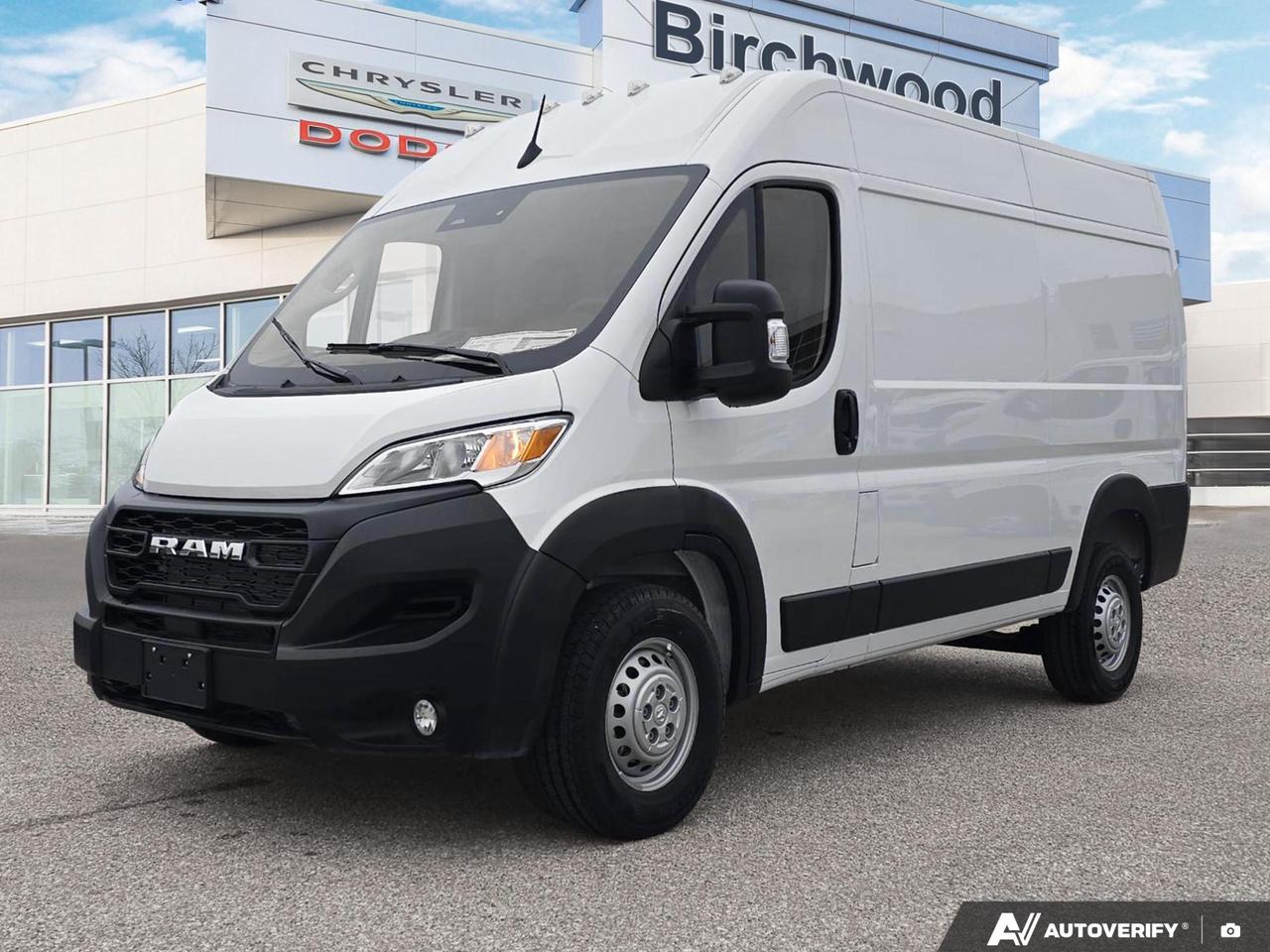 Convenience Group
Power folding exterior mirrors
Power adjust mirrors
Power, convex auxiliary exterior mirrors
Heated exterior mirrors
Power folding, heated exterior mirrors
Rear cargo LED lamp
Fog lamps
Mopar cargo area floor mat
Fullsize spare tire 
Underslung tire carrier
Cargo partition with sliding window
Experience the future of commercial transportation with the all-new 2025 Ram ProMaster Cargo Van! This cutting-edge vehicle combines efficiency, comfort, and advanced technology to revolutionize your business operations.

- 4G LTE Wi-Fi Hot Spot for seamless connectivity on the go
- Collision Mitigation-Front and Driver Monitoring-Alert for enhanced safety
- Front-Wheel Drive with Brake Actuated Limited Slip Differential for superior handling
- ParkView Back-Up Camera for easy maneuvering in tight spaces
- Convenient Cargo Partition with Sliding Window
- Cold Weather Group package for optimal performance in harsh conditions
- Mopar Cargo Area Floor Mat for added durability

Take the next step in elevating your business. Reserve your 2025 Ram ProMaster Cargo Van today or contact us to schedule a personalized demonstration. Let us show you how this innovative vehicle can transform your workflow and boost productivity. Your future fleet awaits!
Birchwood Chrysler Dodge is your choice for New Chrysler, Dodge, Jeep, RAM vehicles in Winnipeg. 
 
With us, Experience is Everything. Complete as much or as little of your purchase online as you like. All pricing you see is what you pay. No hidden fees. All new vehicle special offers and discounts are already calculated in the pricing. On our website you can choose payment options and terms knowing these are transparent and accurate.

Start your purchase online to build your exact pricing to your specifics like how much money down, vehicle trade and any accessories or added optional protection that suits your needs.

Any questions let us know by calling (204) 774-4444, wed love to send you a video to clarify any questions about a vehicle!

Visit us in store at 90-3965 Portage Ave in the Birchwood Autopark.

Dealer permit #5686
Dealer permit #5686