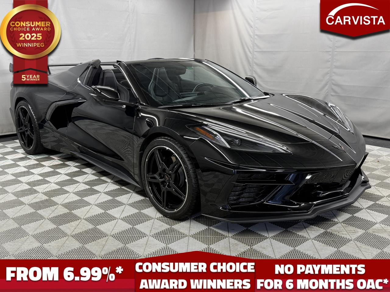 CONSECUTIVE COMSUMER CHOICE AWARD WINNERS!


*CALL STEVEN FOR VIEWING APPOINTMENT - STORED OFF SITE*

2022 Chevrolet Corvette Convertible 1LT  Precision Performance Meets Open-Air Thrill  
GMPP TOTAL PLUS WARRANTY UNTIL 60000KM OR MAY 14 2027

Immaculate, driven by the dealership owner as a fair weather summer car.  Never driven in the winter, stored in heated garage.  
Arguably the best color combo for the Stingray body - black on black with carbon flash ground effects. 
Professionally ceramic coated by Rebirth, coated in Dquartz permenant ceramic coating that makes washing a breeze. 
PPFd wear areas
Surprisingly can fit two full sets of golf clubs in the rear trunk, with room to spare for a couple weekend bags in the frunk. Top up or top down, the space is there!
4 brand new dealer installed Michelin PILOT SPORT 4 S ZP - Ultra high performance run flat tires.  
245/35R19 Front
305/30R20 Rear
Factory valved performance exhaust
HD back up camera
Park aid sensors
GM dealer maintained - records on file
Transmission service completed
495HP and 470ft/lb torque

Performance & Powertrain

Under the rear hatch lies the beating heart of the C8 generation: a 6.2L LT2 naturally aspirated V8, producing a thrilling 490 horsepower and 465 lb-ft of torque. Mated to a lightning-fast 8-speed dual-clutch automatic transmission, the power delivery is seamless and instantoffering both smooth cruising and explosive acceleration when desired. The rear-wheel-drive layout and perfect 50/50 weight balance ensure confidence-inspiring handling and razor-sharp responsiveness.

With a 0-100 km/h time of just over 3 seconds, this Corvette transforms every stretch of pavement into an opportunity for pure driving exhilaration. The performance exhaust amplifies the V8s deep, unmistakable growl, while drive mode selection lets you tailor the experience from Tour to Track mode at the turn of a dial.

Exterior Design

Finished in sleek, sculpted bodywork, the 2022 Corvette Convertible is as much a piece of automotive art as it is a performance machine. Its convertible hardtop operates with a single button, retracting in approximately 16 secondstransforming the car from a precision coupe to a thrilling open-air supercar without compromising trunk space.

Every surface of the C8 is functional, designed to optimize airflow and cooling. Aggressive front air intakes, aerodynamic side scoops, and a bold rear fascia with quad exhaust outlets give this Corvette unmistakable road presence. The 19-inch front and 20-inch rear aluminum wheels are wrapped in high-performance tires that provide exceptional grip and cornering precision.

Interior & Comfort

Step into a driver-centric cockpit designed for total control and comfort. The 1LT trim surrounds you in premium materialssoft-touch surfaces, contrast stitching, and sculpted sport seats that cradle you through every turn. The flat-bottom steering wheel, trimmed in leather, gives a commanding view of the 12-inch reconfigurable digital instrument display, keeping vital performance data front and center.

The 8-inch touchscreen infotainment system with Chevrolets Infotainment 3 Plus interface offers Apple CarPlay, Android Auto, Bluetooth connectivity, and a crisp sound system for immersive audio on the open road. Dual-zone climate control, keyless access with push-button start, and power-adjustable seats add everyday usability to this exotic sports car.

Convertible Engineering

Unlike traditional soft tops, the power retractable hardtop maintains the Corvettes sleek silhouette whether up or down. Constructed from lightweight composite panels and powered by six electric motors, it ensures near-identical performance and noise insulation to the coupe version. Even with the top stowed, youll enjoy ample storage space thanks to the front trunk (frunk) and rear trunk compartment, making weekend getaways both thrilling and practical.

Safety & Technology

Equipped with modern driver aids, this Corvette offers confidence as well as speed. Features include:

Rearview HD Camera

Rear Park Assist

Active Handling Stability Control and Traction Control

Performance Data Recorder (optional) for tracking your driving sessions

OnStar connectivity with available emergency assistance and navigation support


Highlights at a Glance

Year: 2022

Model: Chevrolet Corvette Convertible 1LT

Odometer: 30,000 km

Engine: 6.2L LT2 V8  490 HP / 465 lb-ft

Transmission: 8-Speed Dual-Clutch Automatic

Drive Type: Rear-Wheel Drive

Convertible: Power Retractable Hardtop

Wheels: 19"/20" Aluminum Alloy Wheels

Infotainment: 8" Touchscreen w/ Apple CarPlay & Android Auto

Condition: Excellent, well-maintained