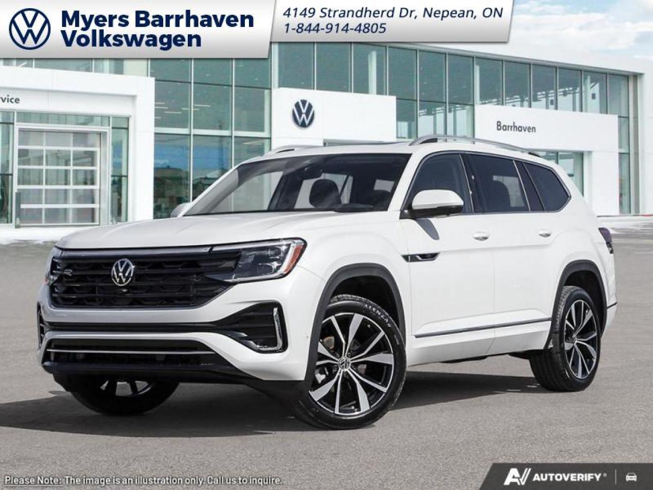 <b>Massaging Seats,  Sunroof,  Navigation,  360 Camera,  Leather Seats!</b><br> <br> <br> <br>The 2026 Volkswagen Atlas delivers three-row roominess, bold design and confident capability built for families. <br> <br>From the outside, the Atlas features a rugged stance, refined bodywork and modern lighting that give it bold SUV appeal. Inside, the cabin offers generous space across all three rows, intuitive connectivity and seating designed for both passengers and cargo. With its spacious utility, smart features and Volkswagens commitment to quality, the Atlas delivers a well-rounded choice for drivers seeking practicality without compromise.<br> <br>This Oryx White Pearl SUV has an Automatic transmission and is powered by a 2.0L I4 16V GDI DOHC Turbo engine. Equipped with that strapping motor it gets 12.4 L/100 km in the city and 9.4 L/100 km out on the highway according to Transport Canada. <br> <br> Our Atlass trim level is Execline. This trim rewards you with a panoramic sunroof, an aerial view camera system, and a 10-speaker harman/kardon audio system. Other standard features include ventilated and heated front seats with massage function, heated rear seats, leather upholstery, a heated steering wheel, adaptive cruise control, Car-Net 4G LTE, remote engine start, a power liftgate for rear cargo access, and a 12-inch infotainment screen with inbuilt navigation, Apple CarPlay and Android Auto. Safety features also include lane keep assist with lane departure warning, collision mitigation, blind spot alert, front and rear parking sensors, and forward collision mitigation. This vehicle has been upgraded with the following features: Massaging Seats, Sunroof, Navigation, 360 Camera, Leather Seats, Premium Audio, Cooled Seats.<br><br> <br>To apply right now for financing use this link: <a href=https://www.barrhavenvw.ca/en/form/new/financing-request-step-1/44 target=_blank>https://www.barrhavenvw.ca/en/form/new/financing-request-step-1/44</a><br><br> <br/>    4.49% financing for 84 months. <br> Buy this vehicle now for the lowest bi-weekly payment of <b>$431.39</b> with $0 down for 84 months @ 4.49% APR O.A.C. ( Plus applicable taxes -  $840 Doc fee. Cash purchase selling price includes: Tire Stewardship ($20.00), OMVIC Fee ($12.50). (HST) are extra. (HST), licence, insurance & registration not included. **Rebates may not apply to all purchase types. Conditions varysee dealer for details.    ).  Incentives expire 2026-03-31.  See dealer for details. <br> <br> <br>LEASING:<br><br>Estimated Lease Payment: $407 bi-weekly <br>Payment based on 3.99% lease financing for 48 months with $0 down payment on approved credit.         Total obligation $42,422. Mileage allowance of 16,000 KM/year. Offer expires 2026-03-31.<br><br><br>We are your premier Volkswagen dealership in the region. If youre looking for a new Volkswagen or a car, check out Barrhaven Volkswagens new, pre-owned, and certified pre-owned Volkswagen inventories. We have the complete lineup of new Volkswagen vehicles in stock like the GTI, Golf R, Jetta, Tiguan, Atlas Cross Sport, Volkswagen ID.4 electric vehicle, and Atlas. If you cant find the Volkswagen model youre looking for in the colour that you want, feel free to contact us and well be happy to find it for you. If youre in the market for pre-owned cars, make sure you check out our inventory. If you see a car that you like, contact 844-914-4805 to schedule a test drive.<br> Come by and check out our fleet of 50+ used cars and trucks and 100+ new cars and trucks for sale in Nepean.  o~o