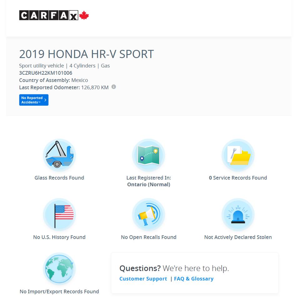 2019 Honda HR-V Sport AWD+ApplePlay+Remote Start+ACCIDENT FREE Photo